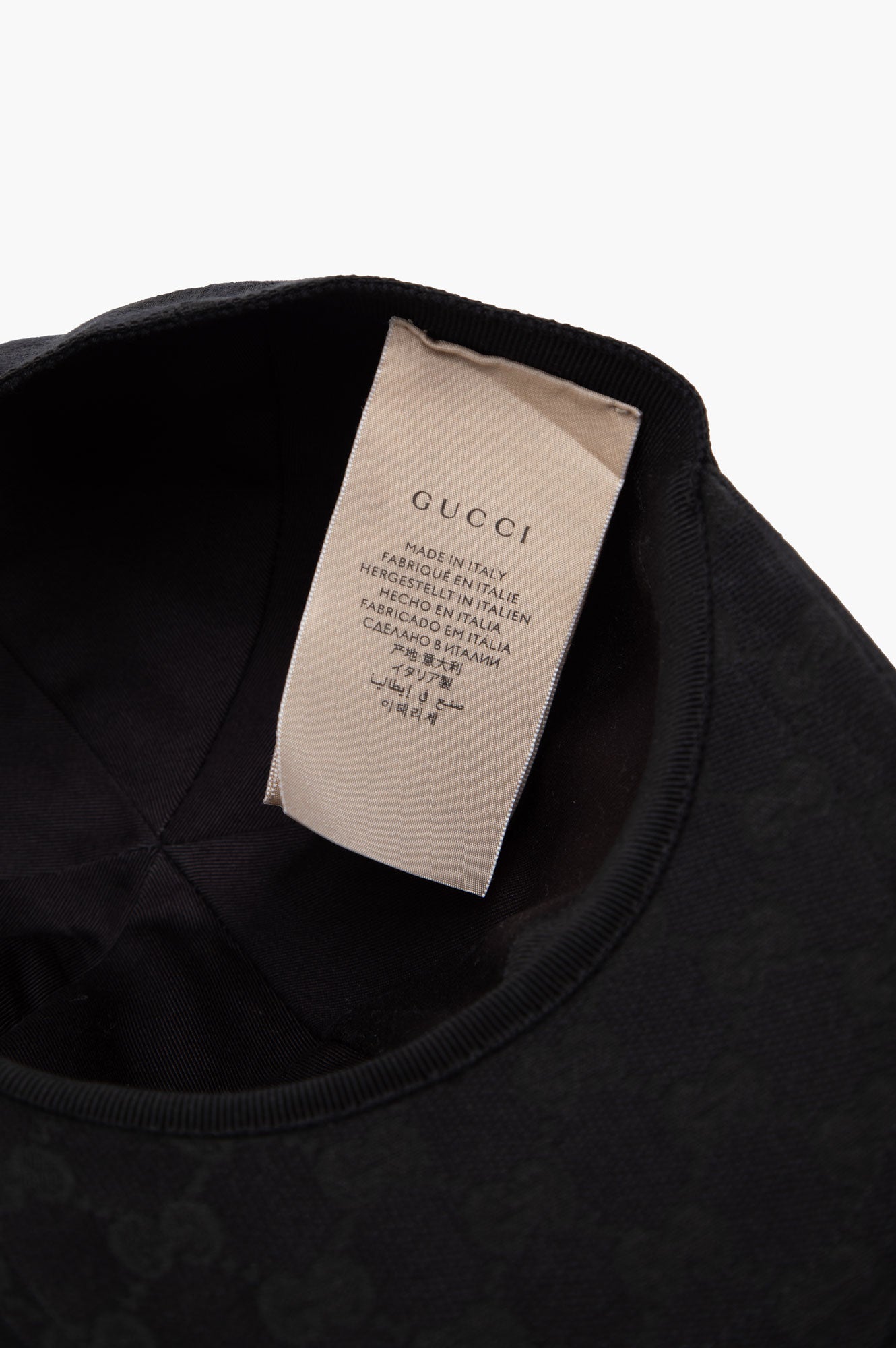Gucci Black Logo Monogram Hat Size L