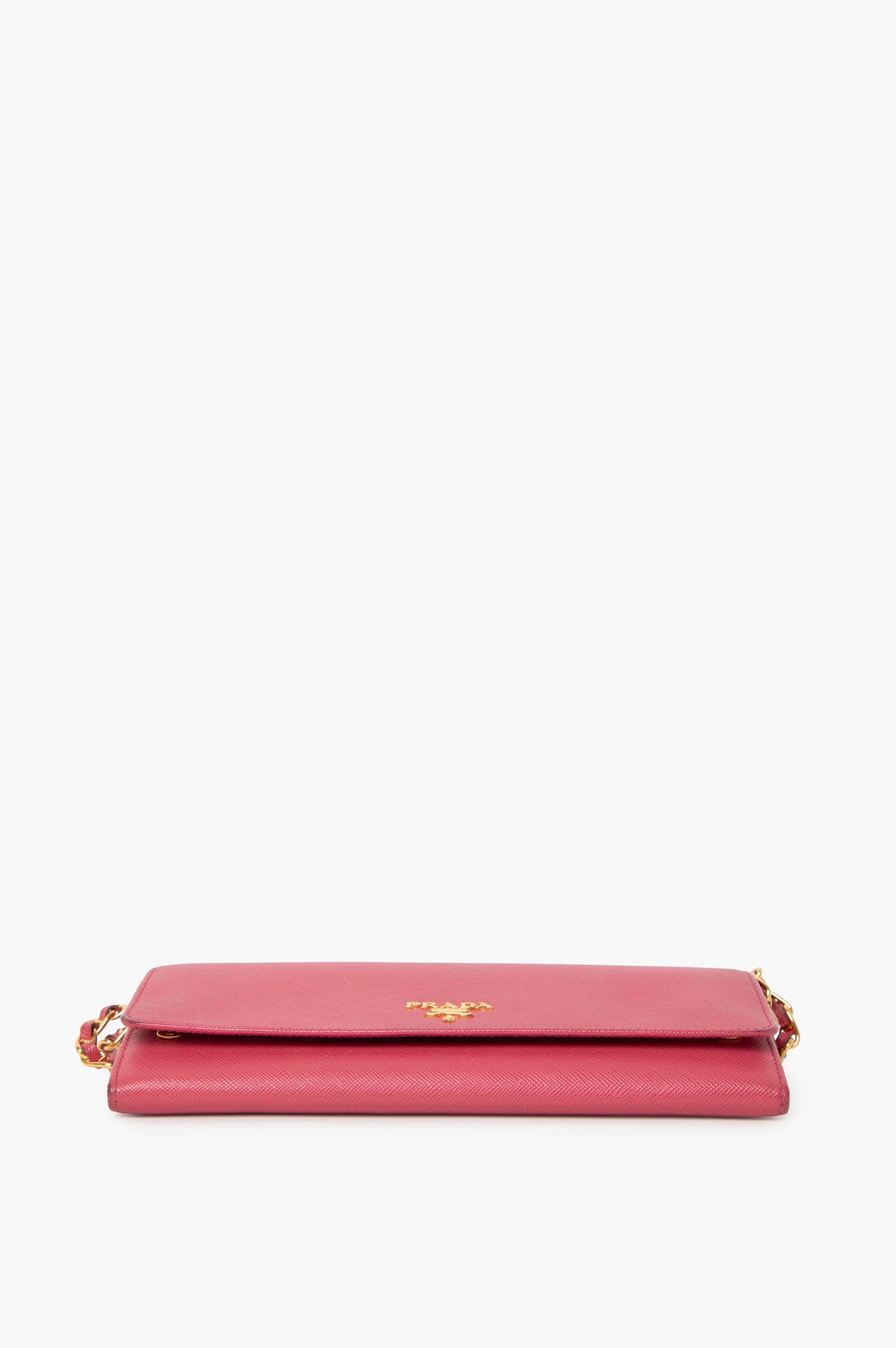 Prada Pink Saffiano Wallet on Chain Bag
