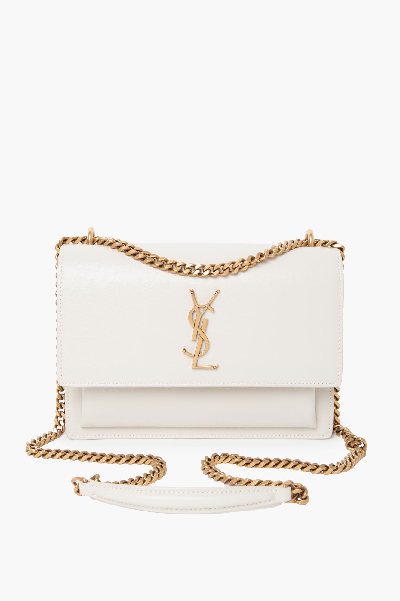 Saint Laurent Cream Sunset Calfskin Crossbody Chain Bag