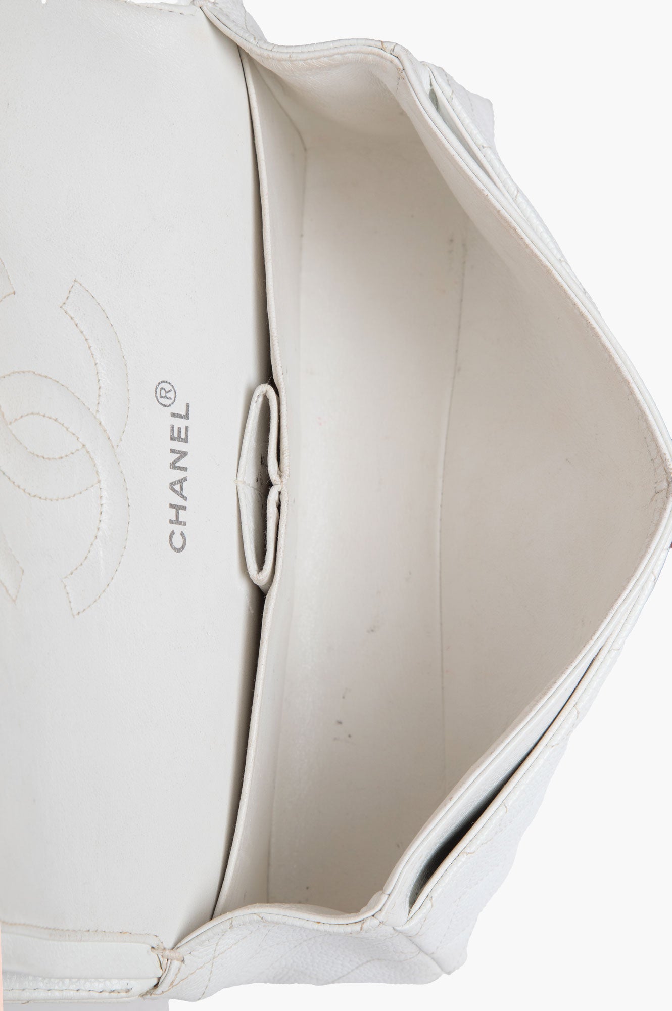 Chanel White Caviar Medium Classic Flap Bag