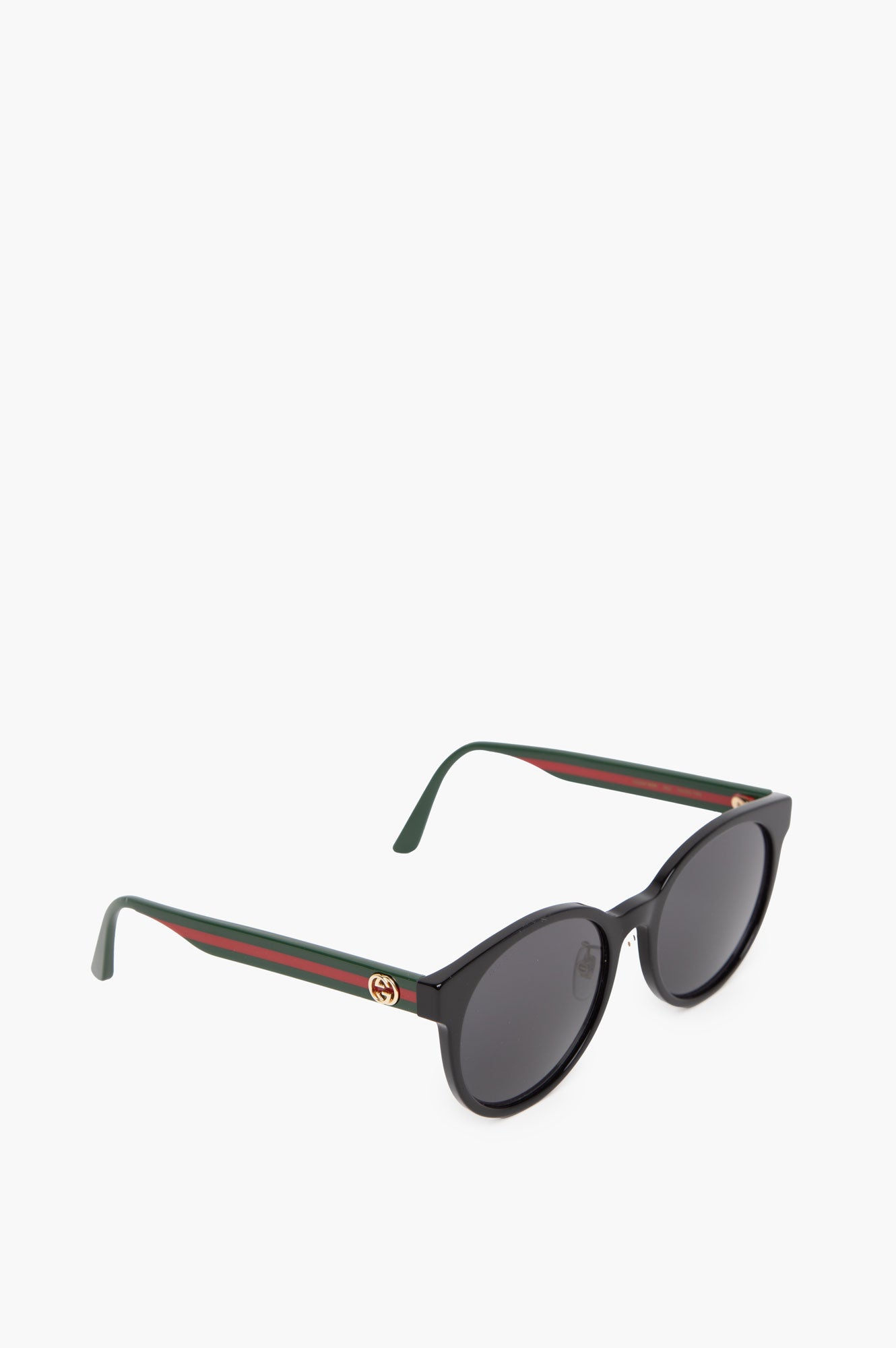 Gucci Black Round Frame With Green Sunglass