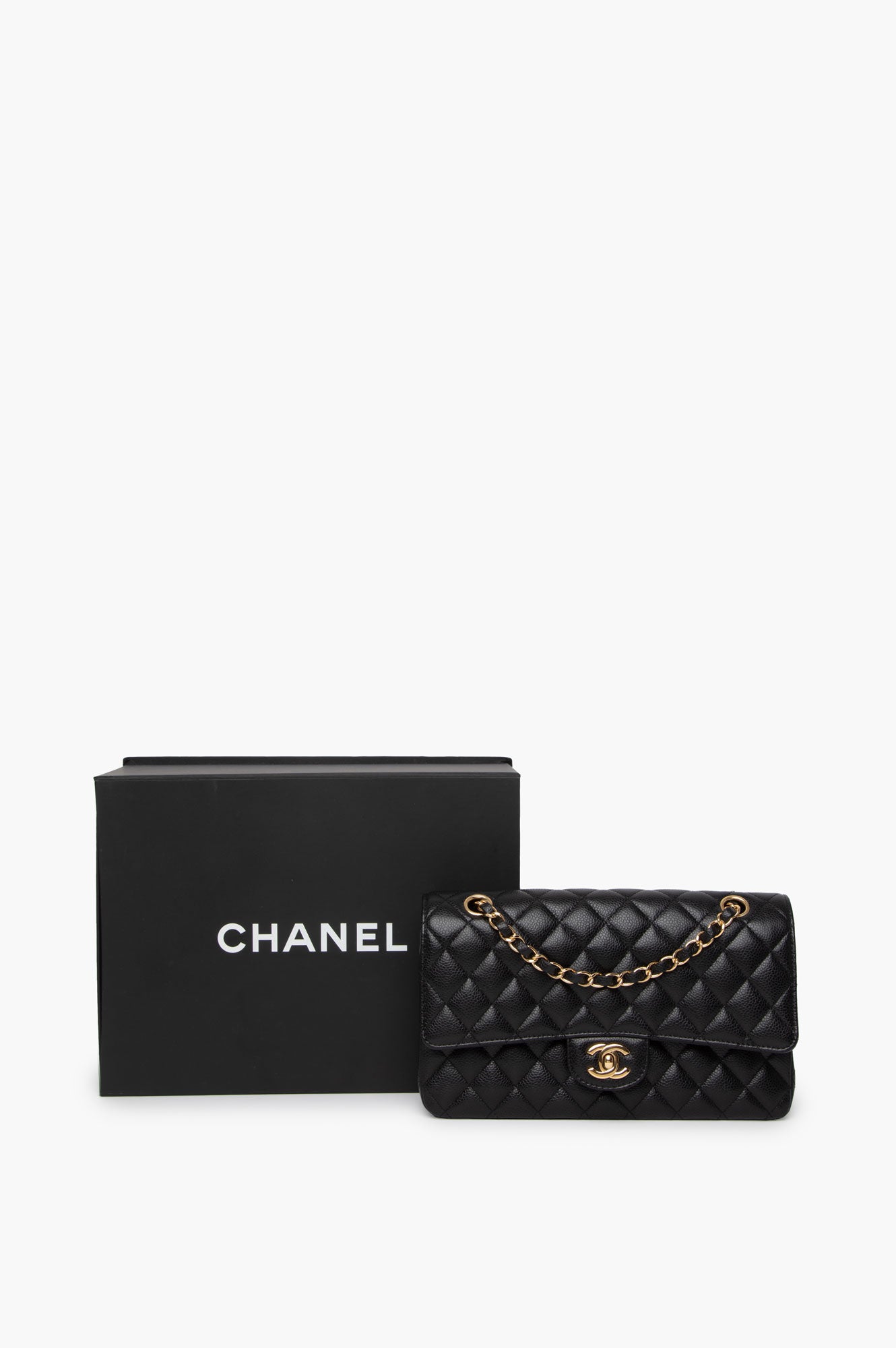 Chanel Black Caviar Medium Classic Double Flap GHW Bag