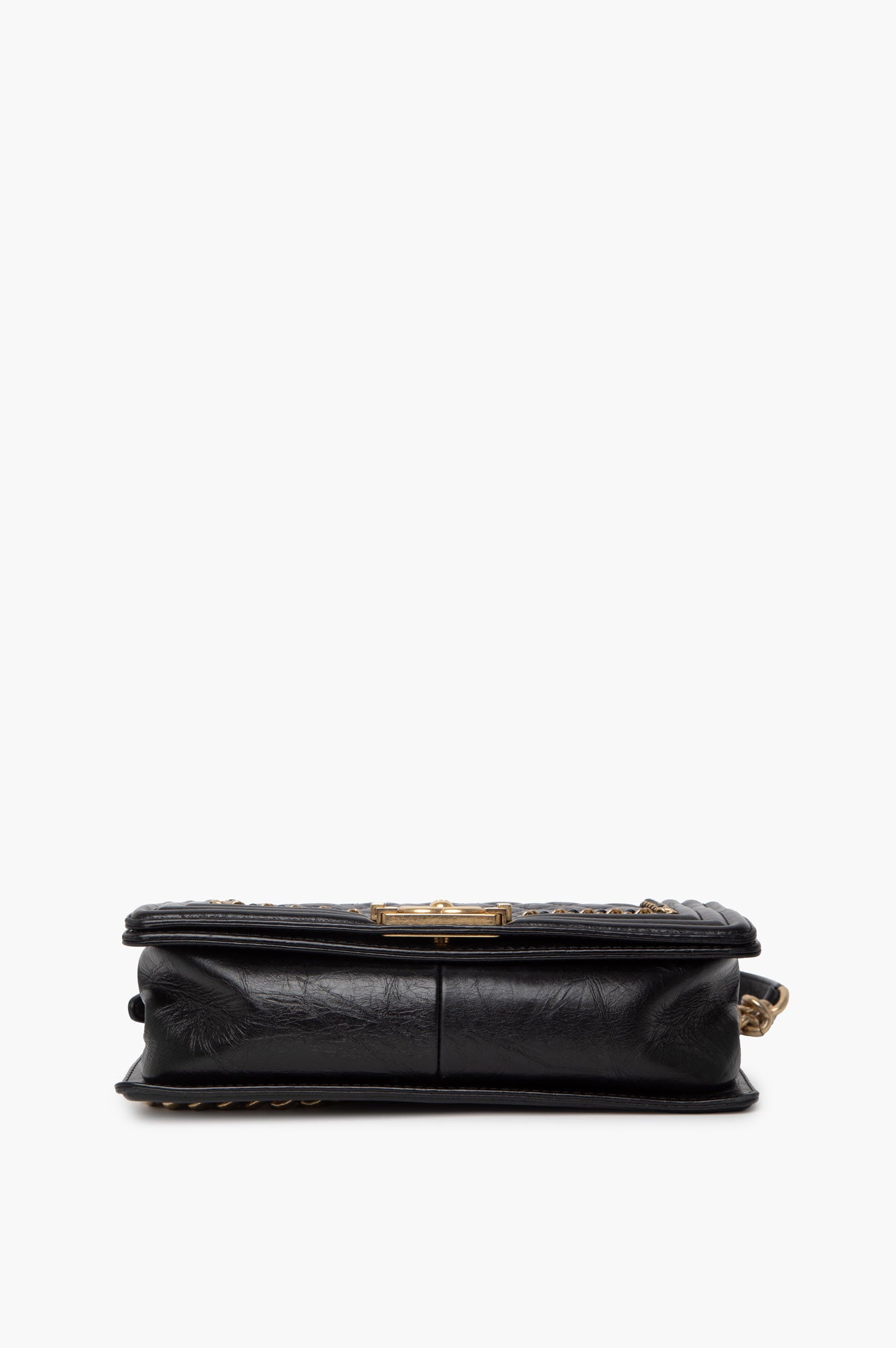 Chanel Black Aged Calfskin Quilted New Medium Boy Bag