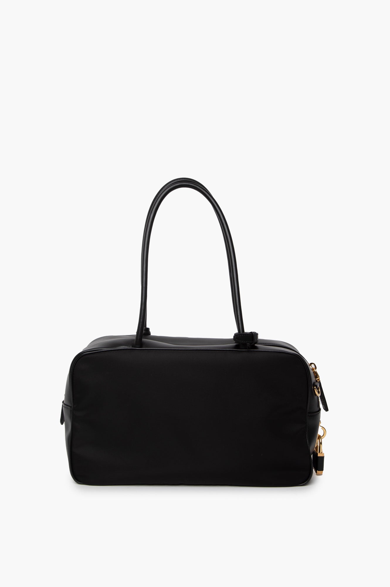 Prada Black Re-Nylon and Leather Top Handle Bag