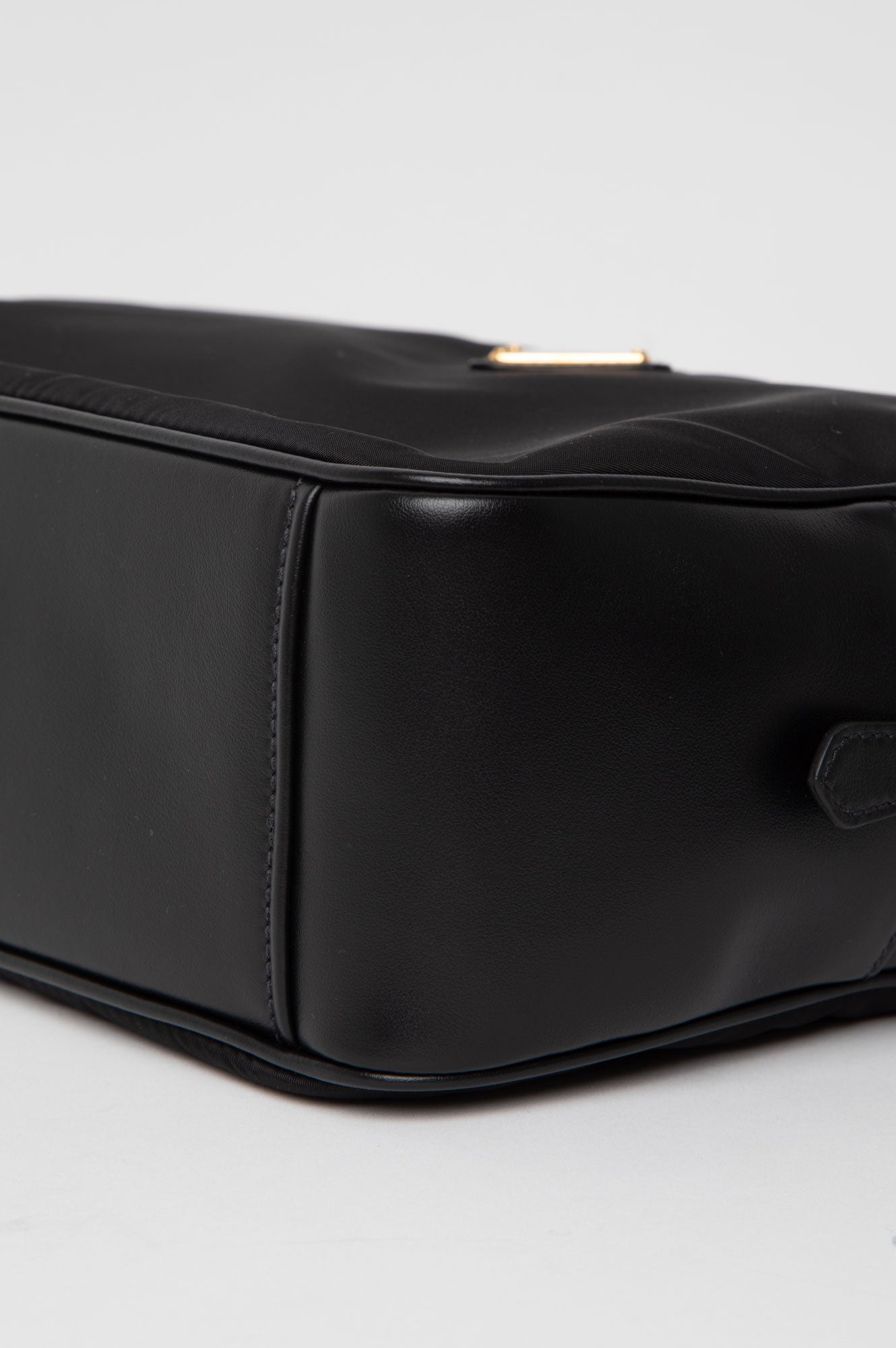 Prada Black Re-Nylon and Leather Top Handle Bag