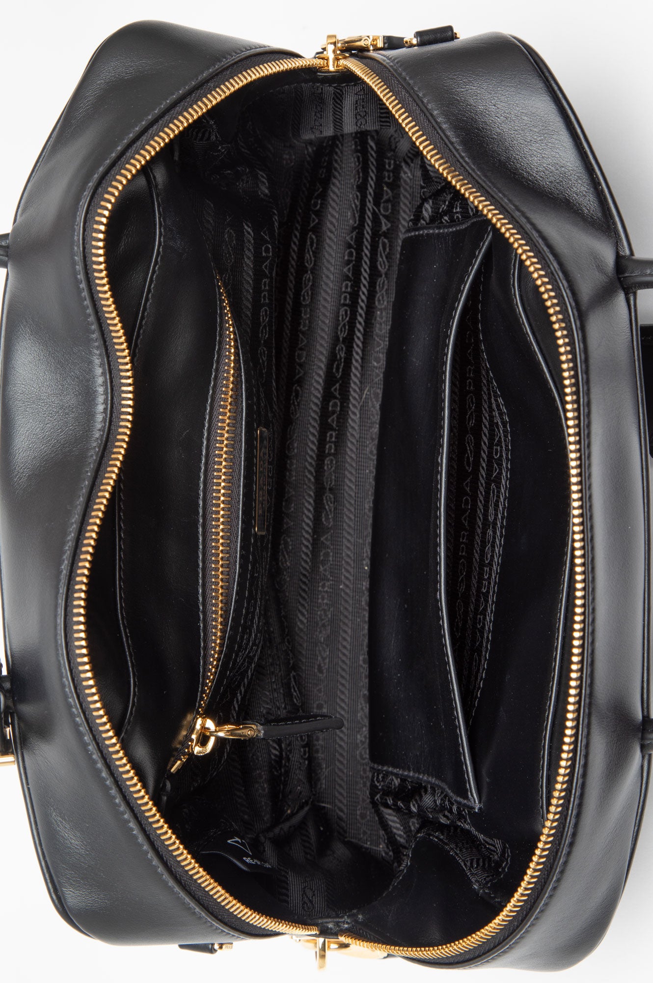 Prada Black Re-Nylon and Leather Top Handle Bag