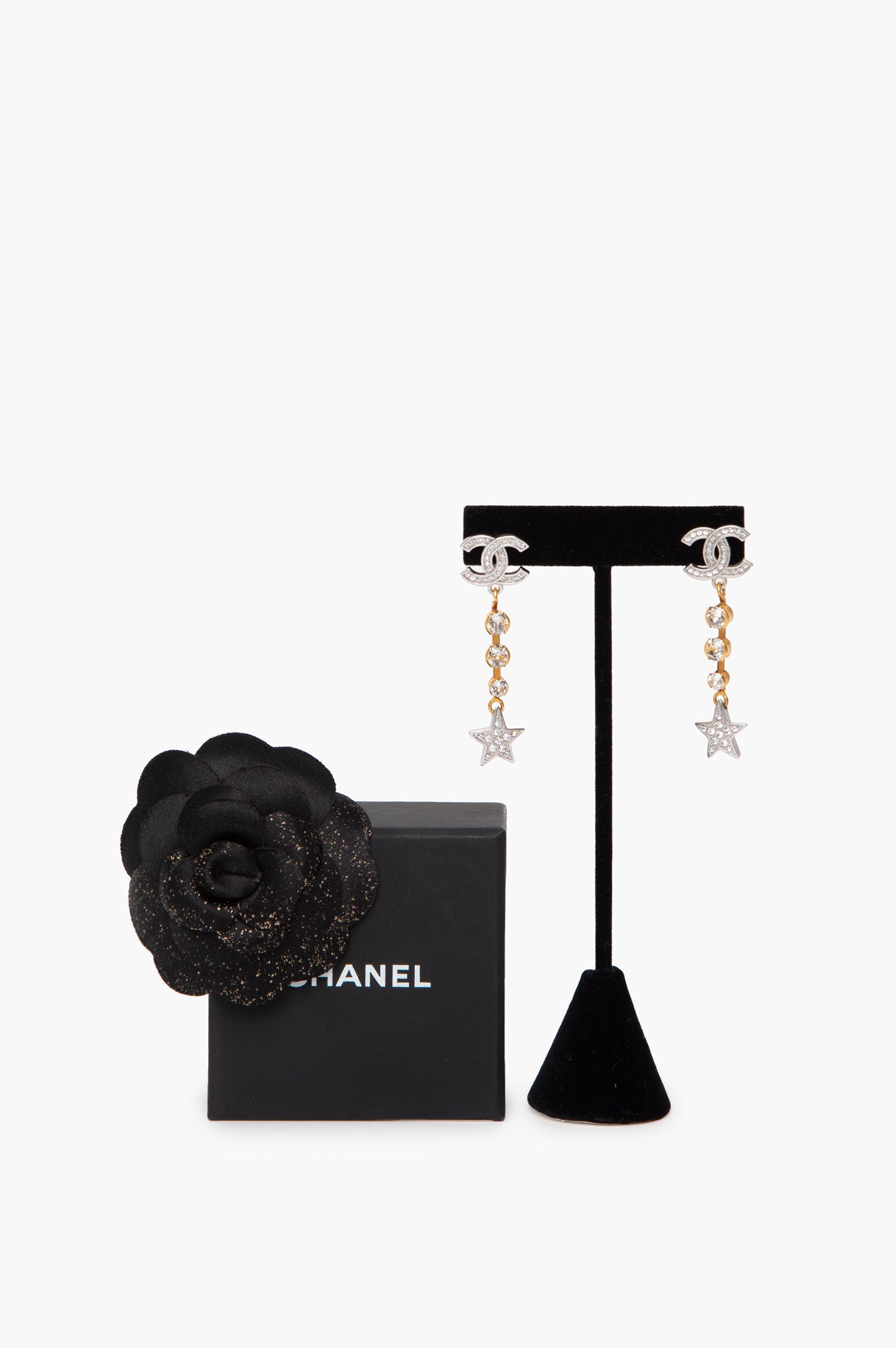 Chanel 2023 Enamel and Crystal CC Drop Earrings