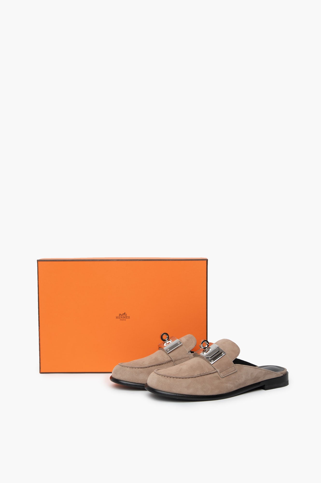 Hermes Beige Loafer Lota Mule Size 37.5