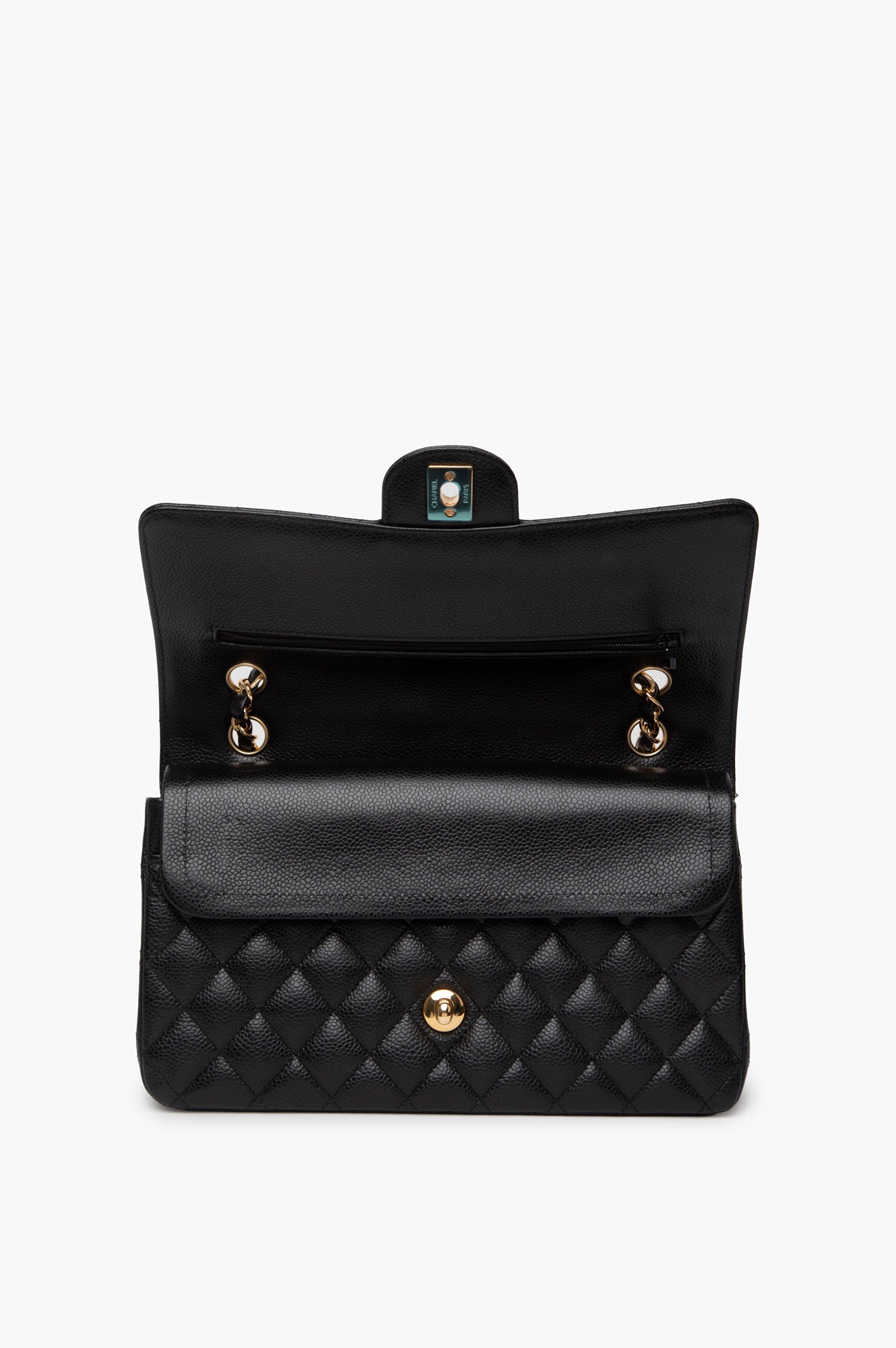 Chanel Black Caviar Medium Classic Double Flap GHW Bag
