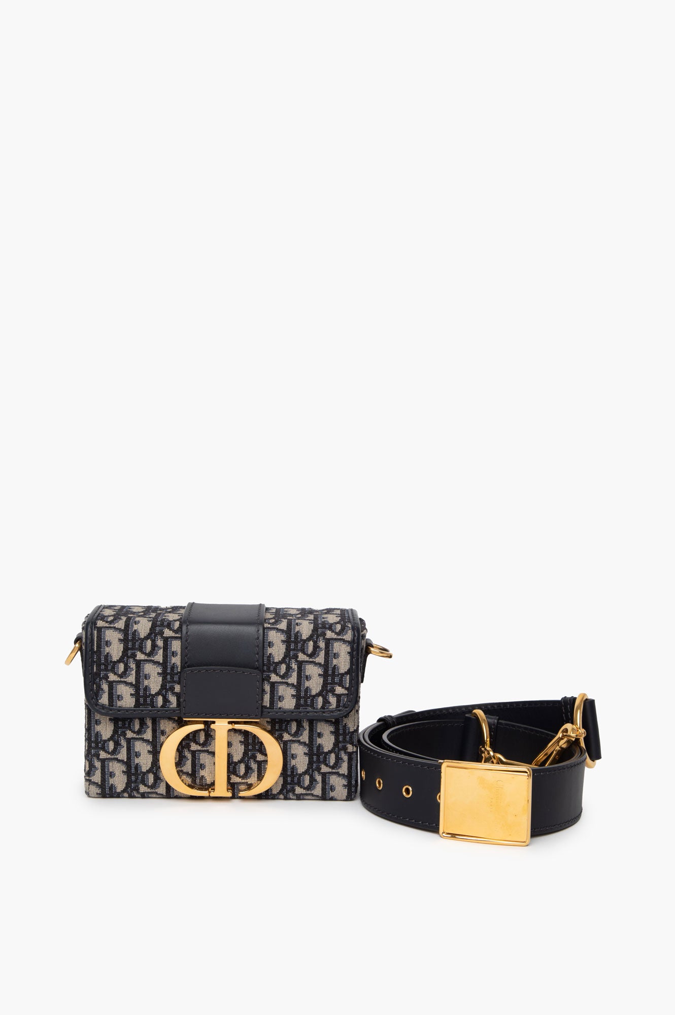 Christian Dior Navy Oblique Montaigne 30 Box Bag