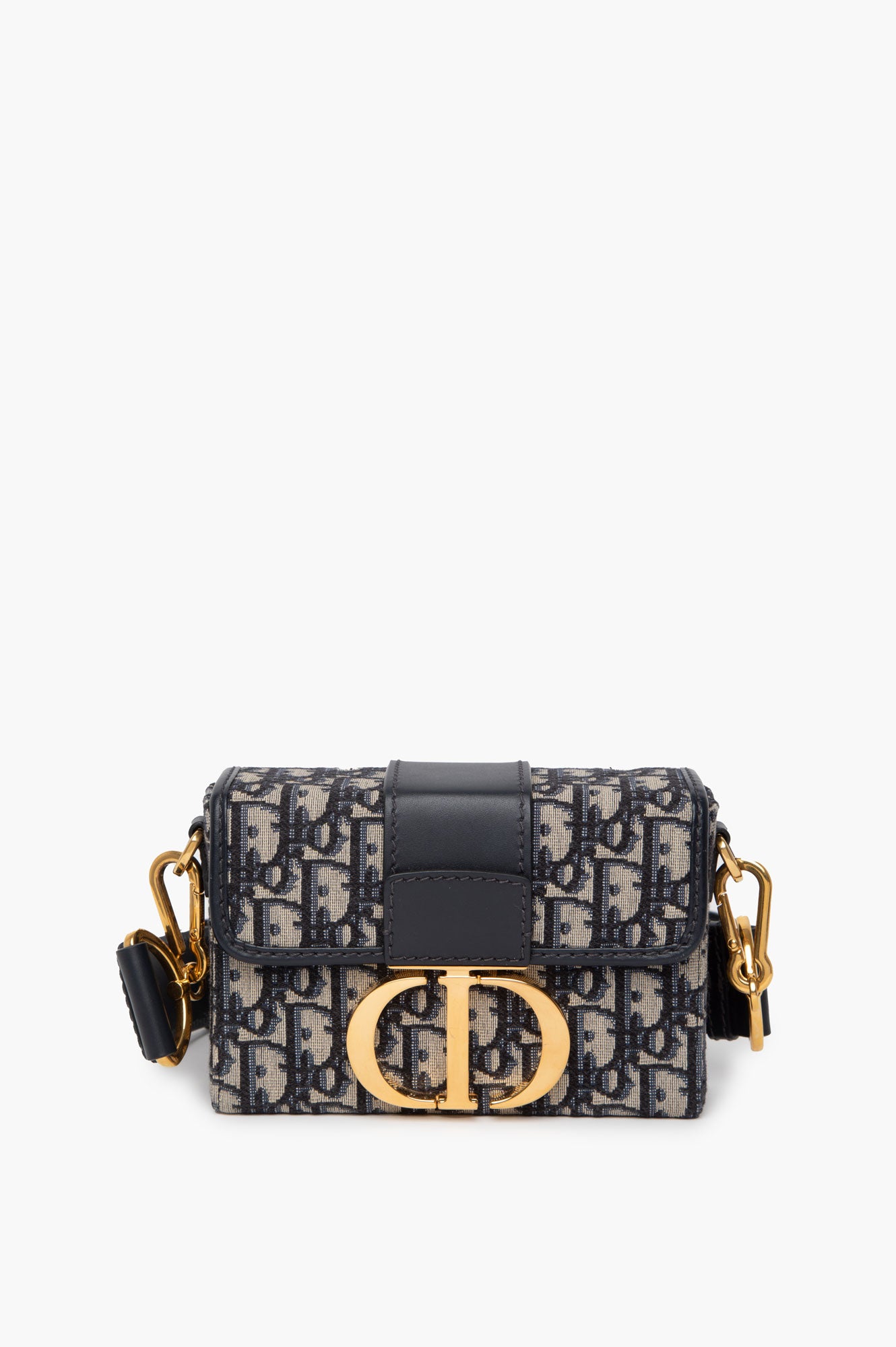 Christian Dior Navy Oblique Montaigne 30 Box Bag