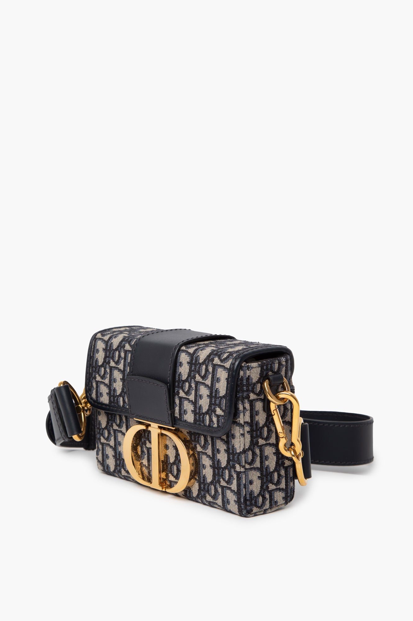 Christian Dior Navy Oblique Montaigne 30 Box Bag