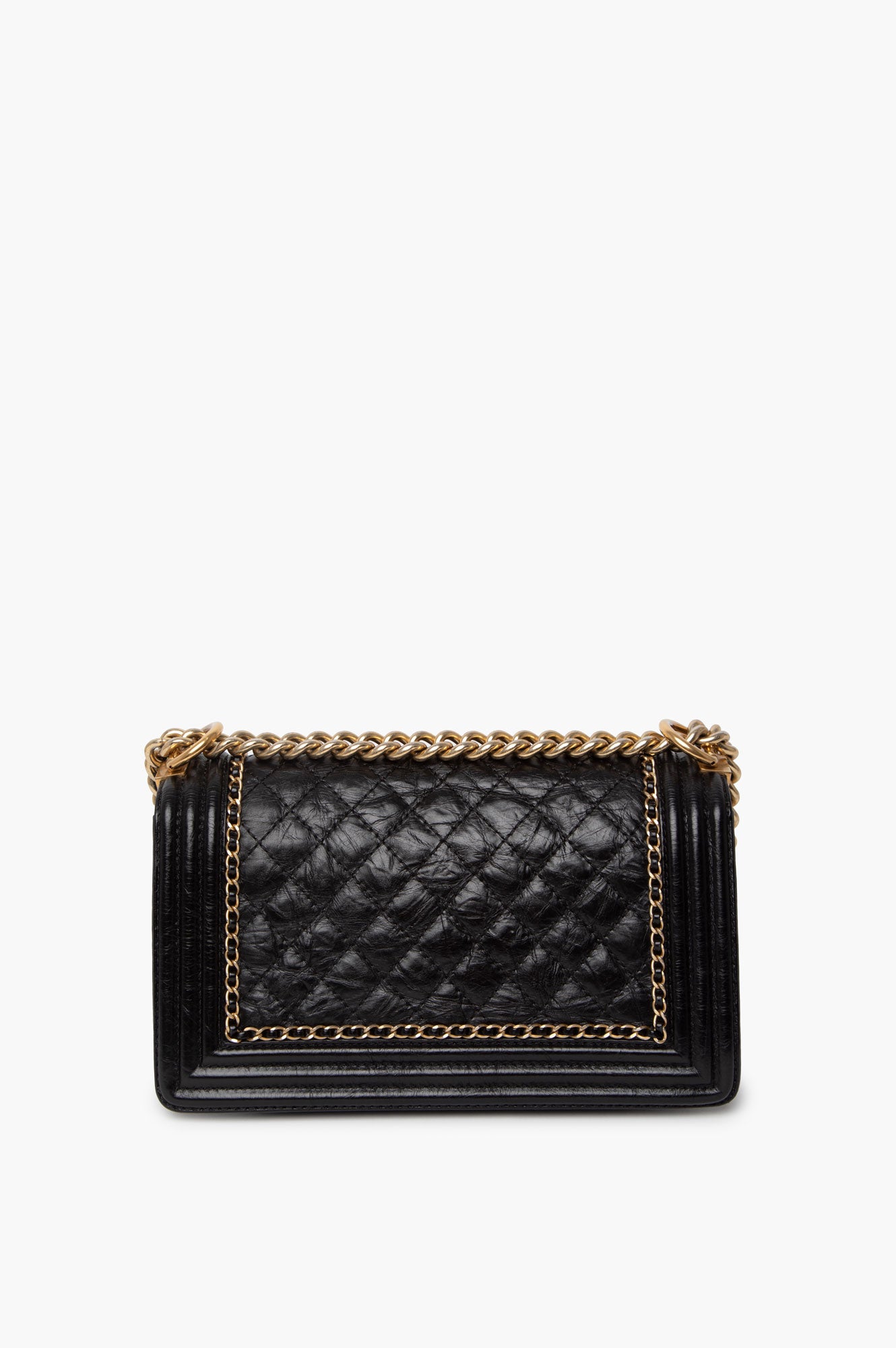 Chanel Black Aged Calfskin Quilted New Medium Boy Bag