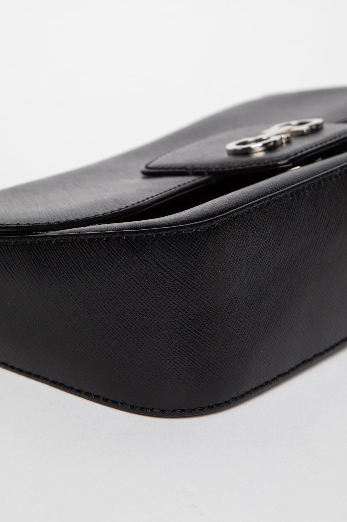Salvatore Ferragamo Black Saffiano Leather Gancini Chain Shoulder Bag