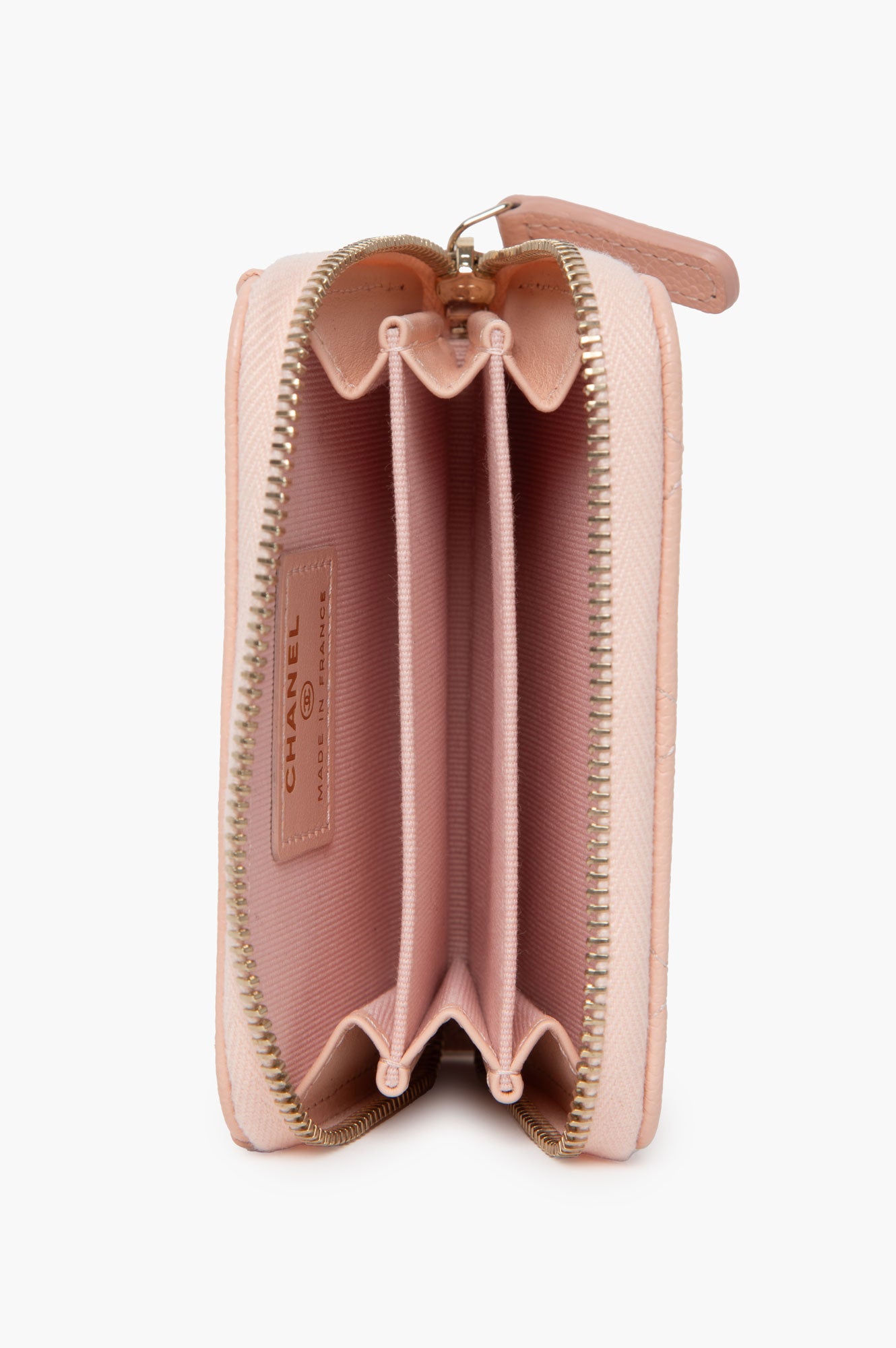 Chanel Peach Leather Zip Wallet