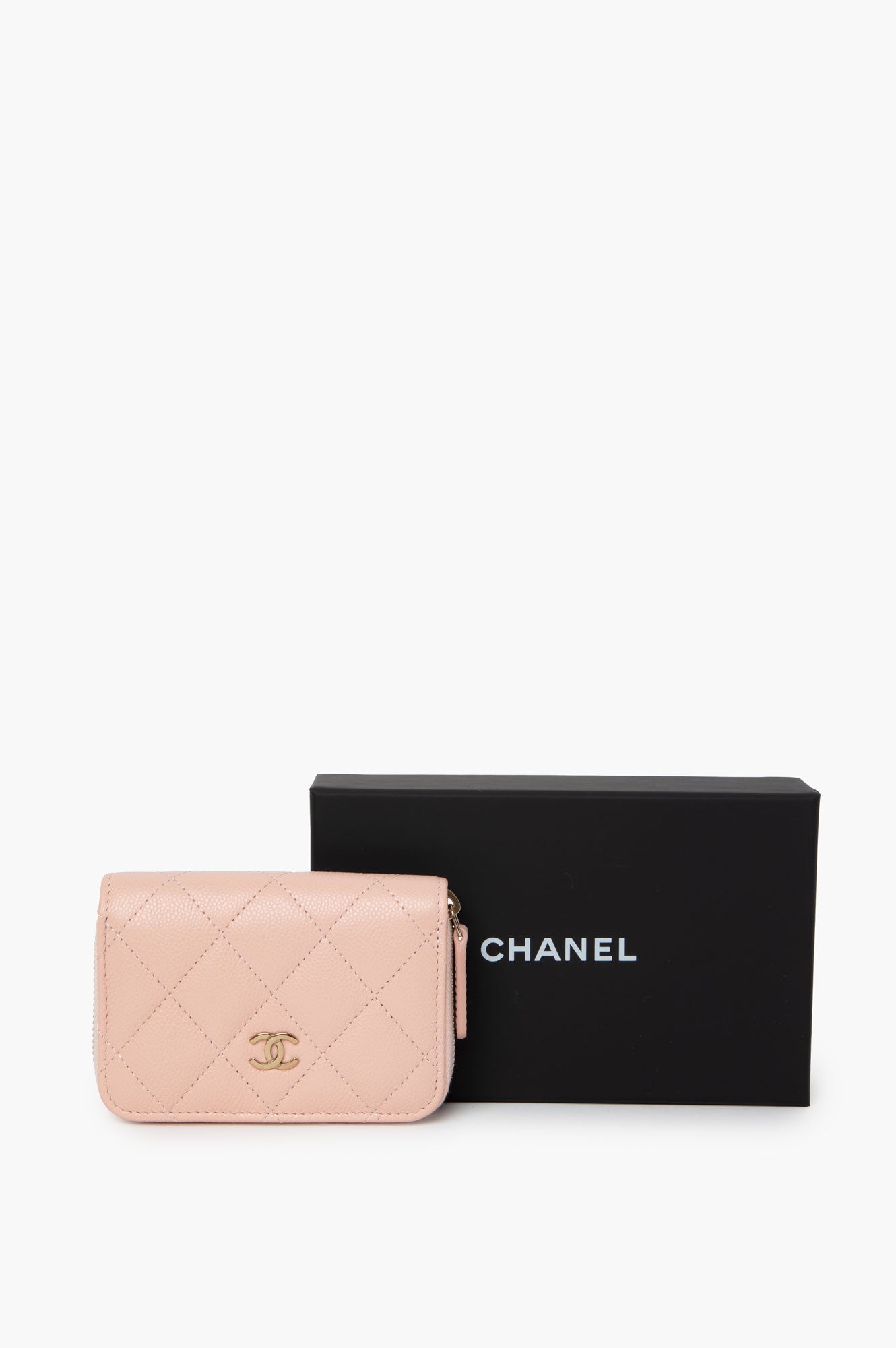 Chanel Peach Leather Zip Wallet