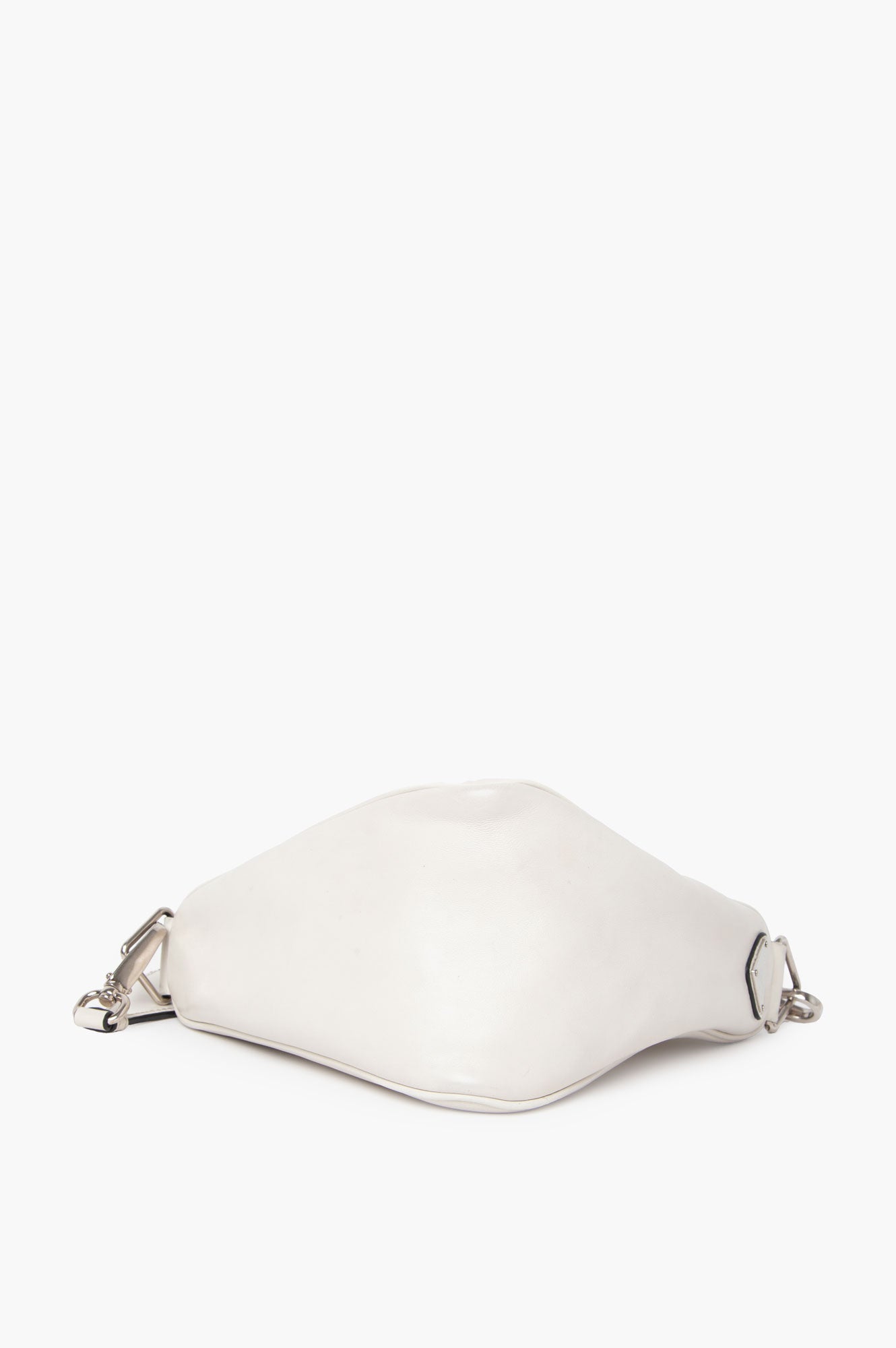Prada White Leather Triangle Crossbody Bag