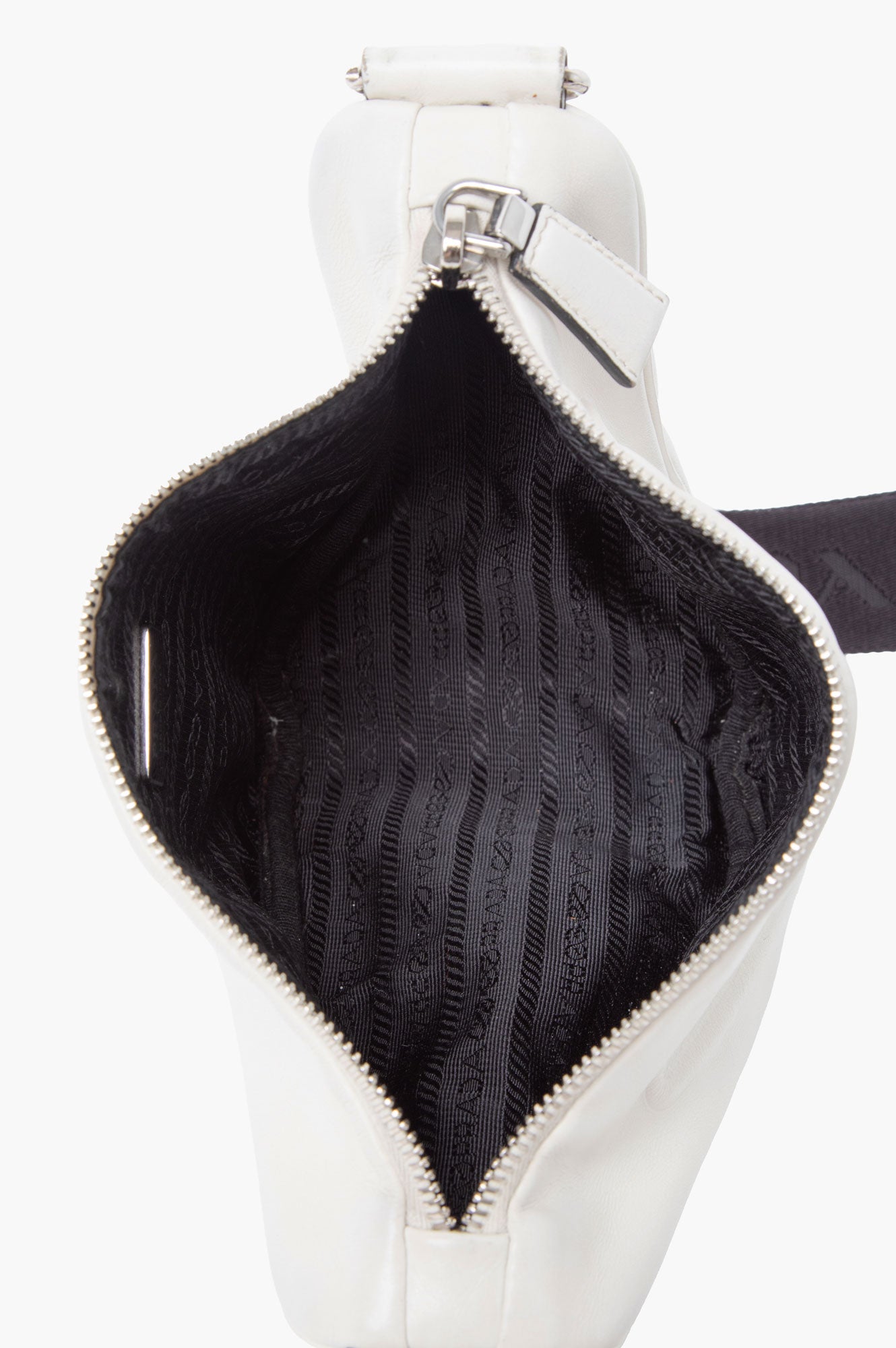 Prada White Leather Triangle Crossbody Bag