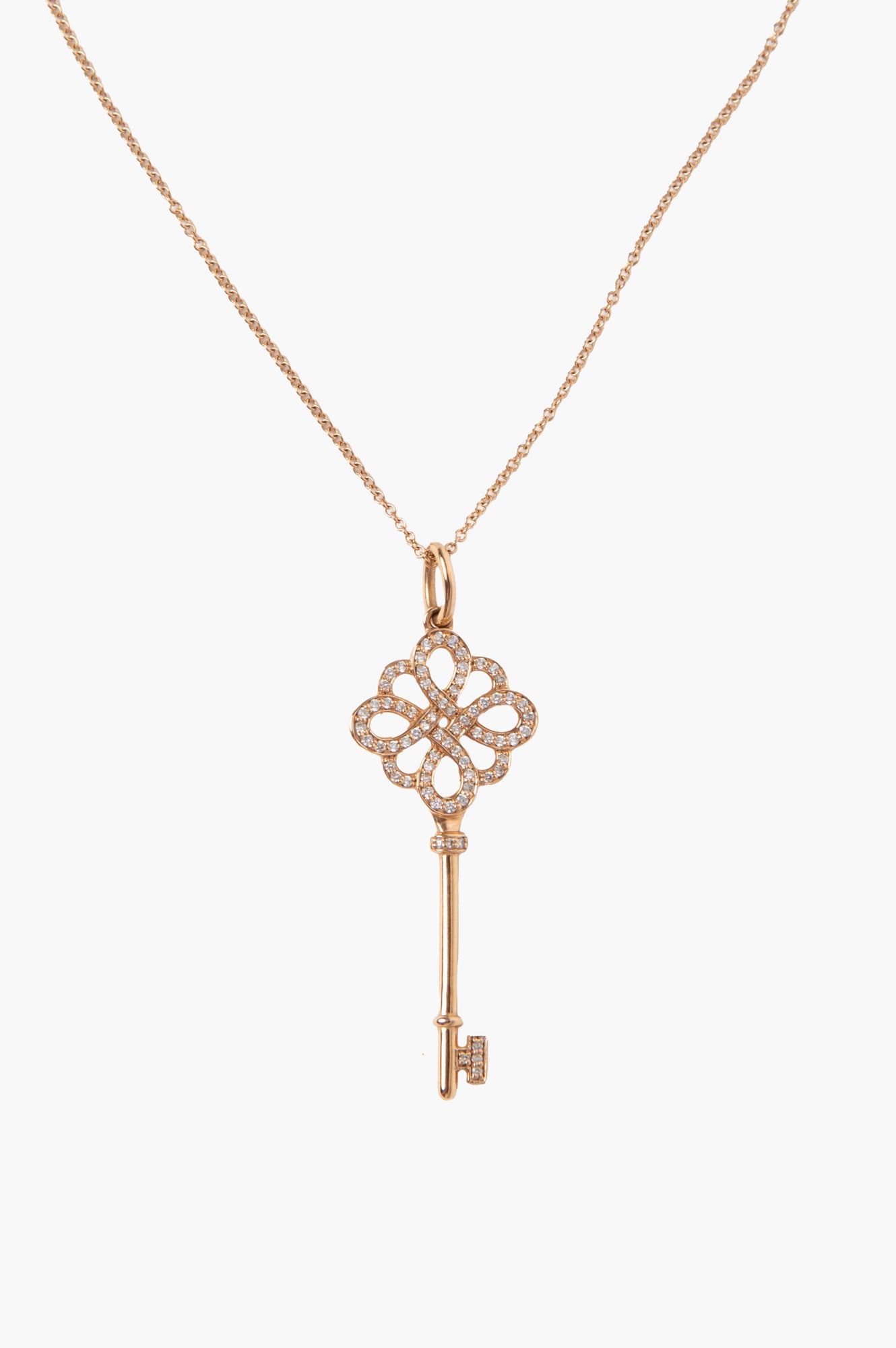 Tiffany 18k Key Diamond Knot Gold Necklace
