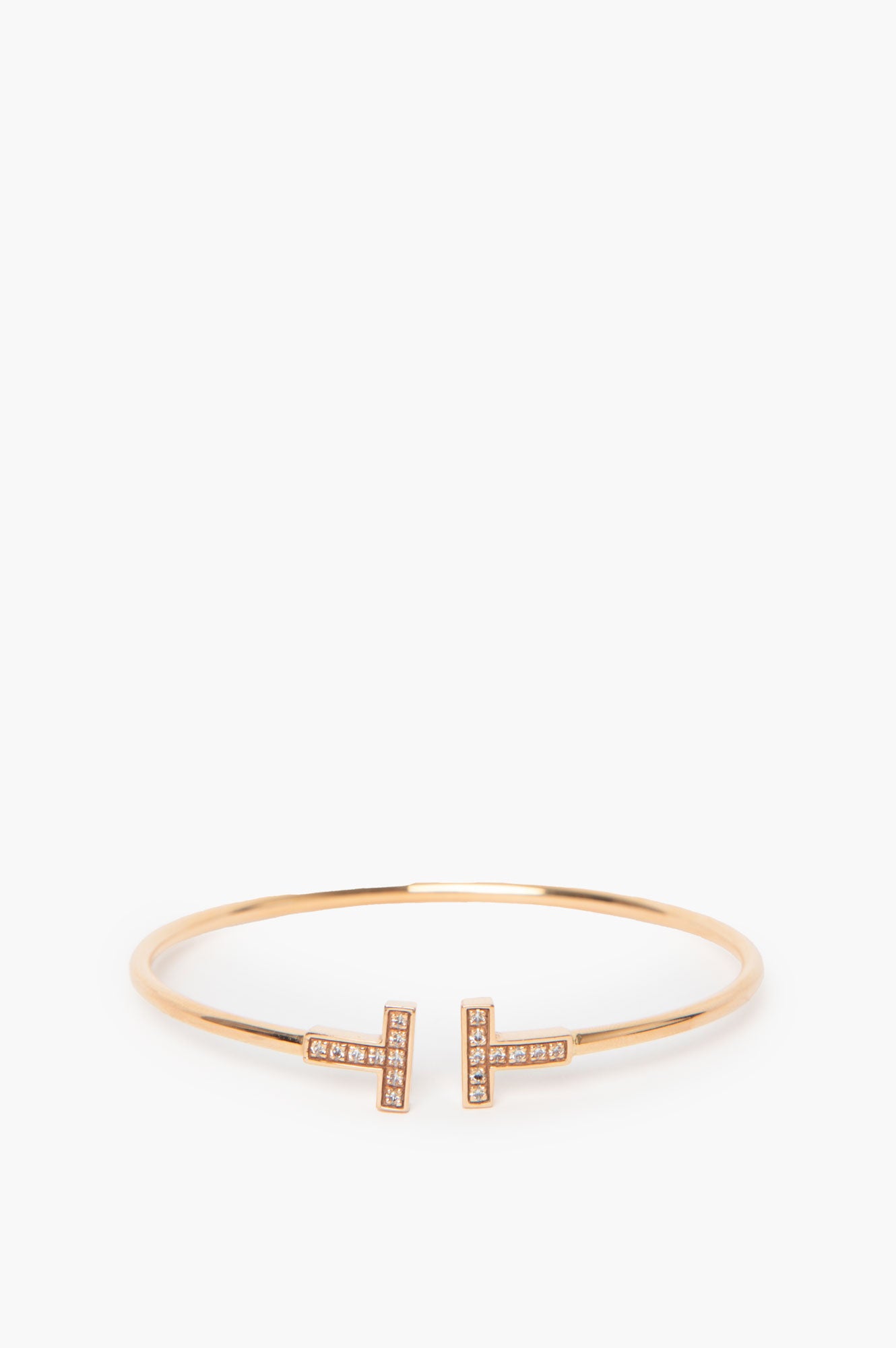 Tiffany 18k Gold T Diamond Wire Bracelet Size M