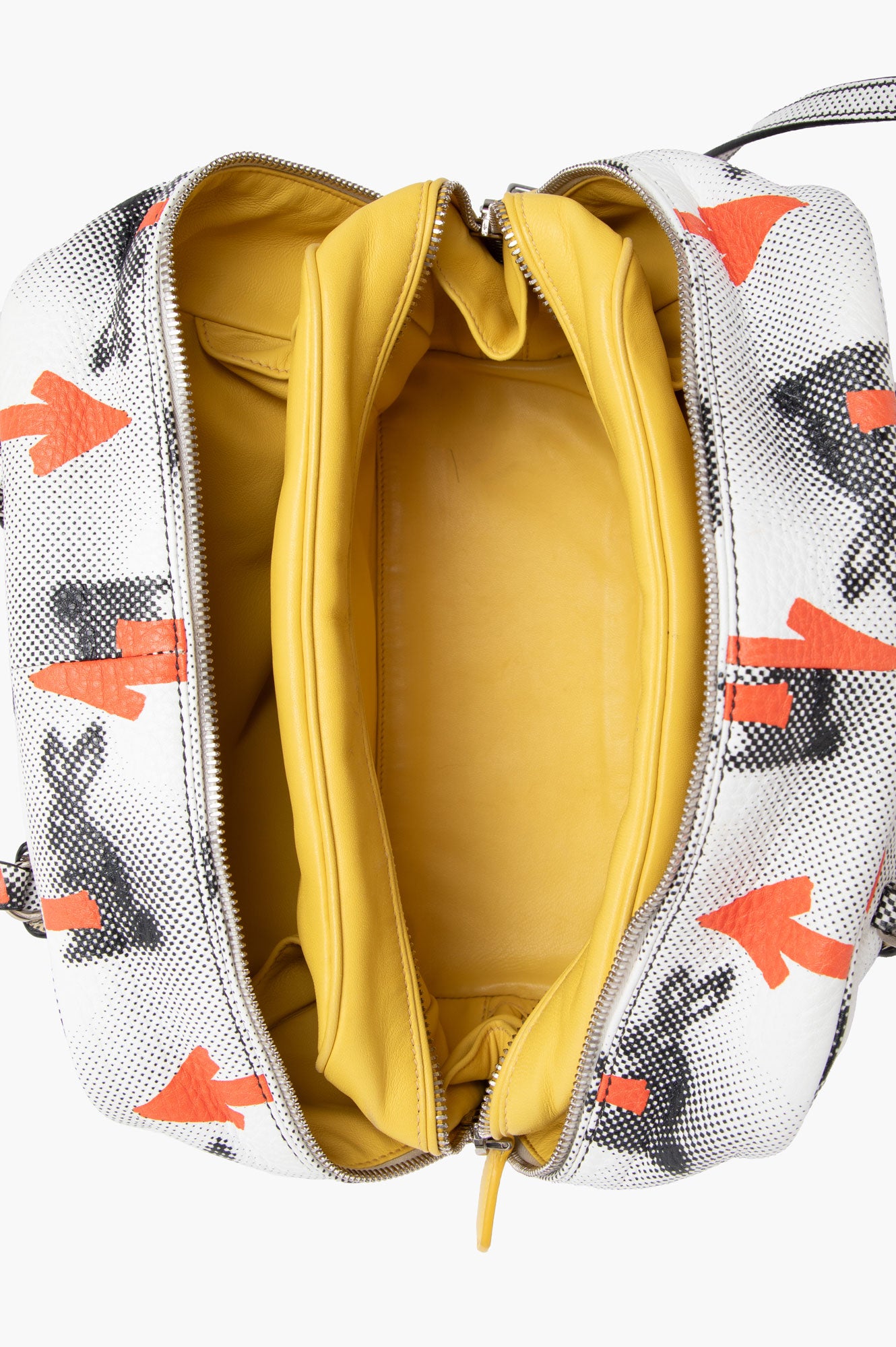 Prada White Leather Rabbit-print Top Handle Bag
