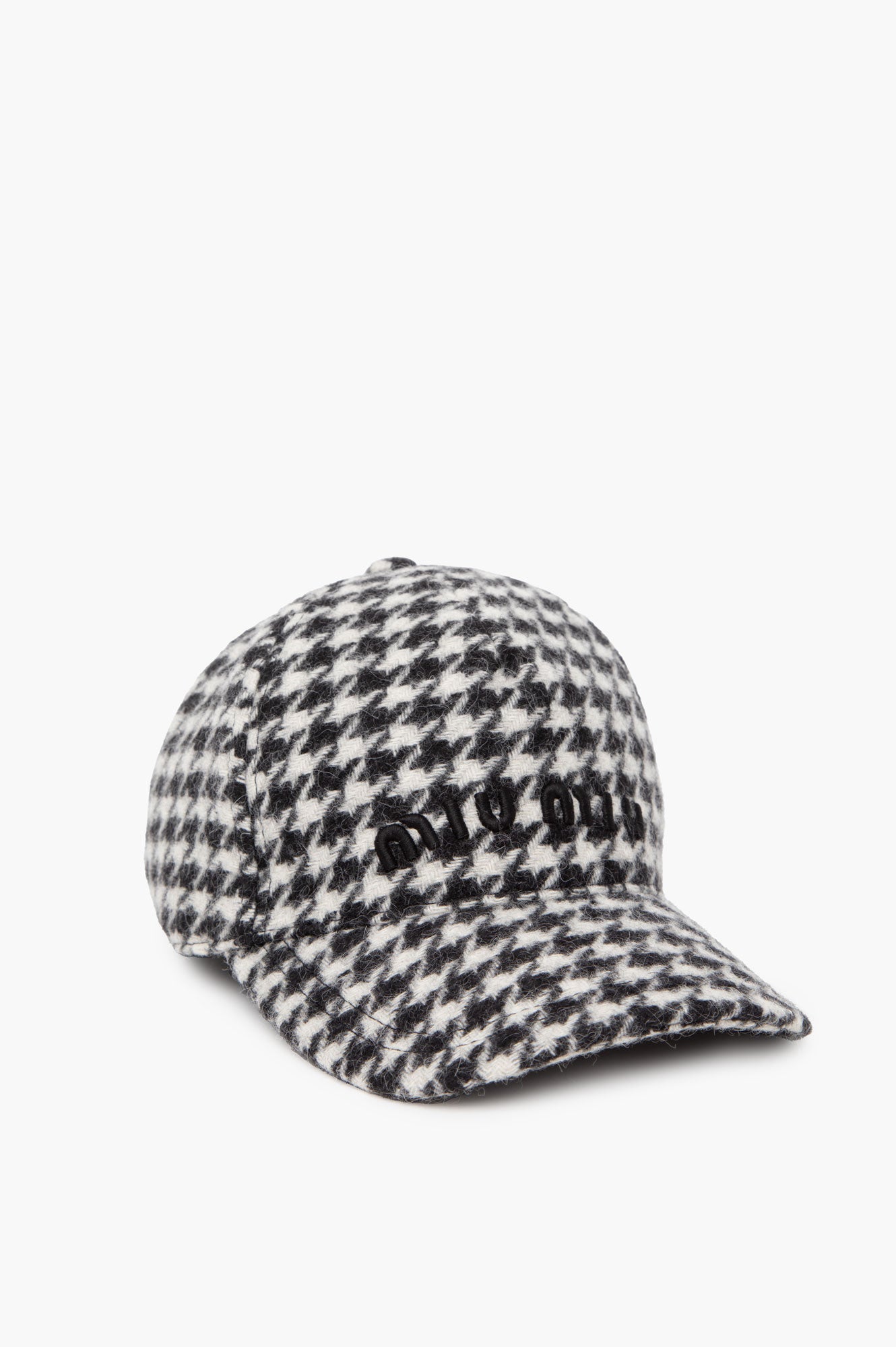 Miu Miu Houndstooth Pattern Baseball Cap Size S