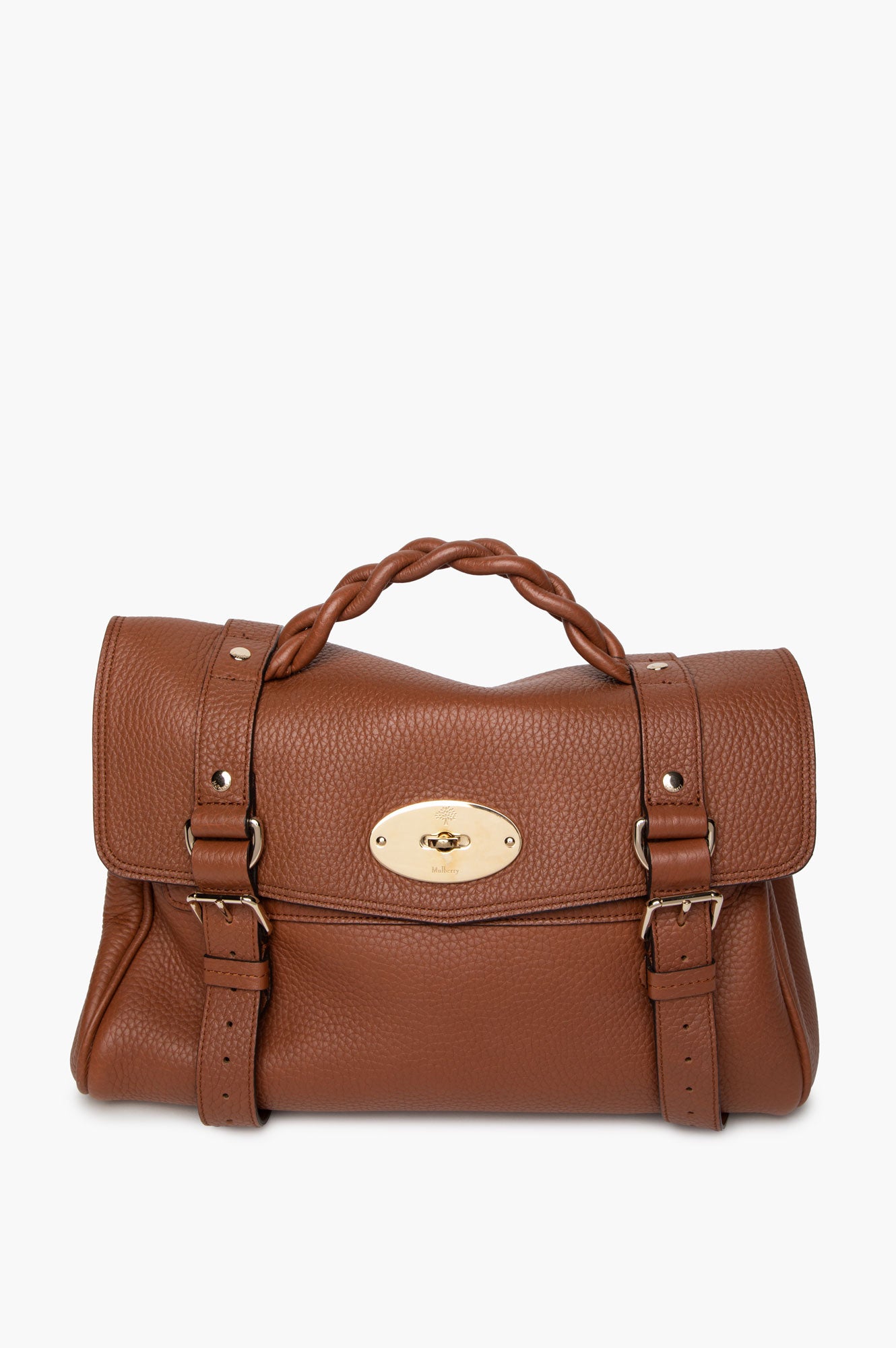 Mulberry Tobacco Brown Pebbled Leather Alexa Satchel