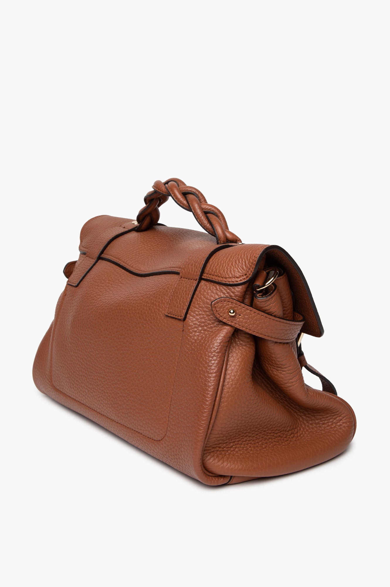 Mulberry Tobacco Brown Pebbled Leather Alexa Satchel