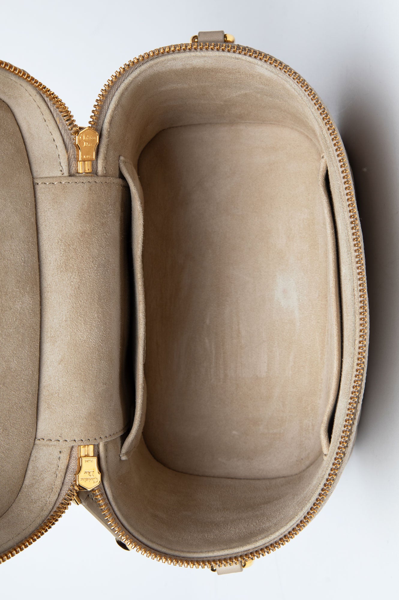 Christian Dior Beige Cannage Lambskin Travel Vanity Bag