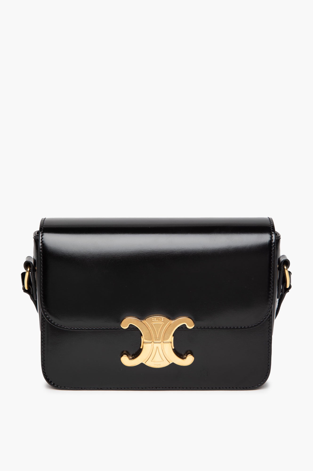 Celine Black Shiny Calfskin Teen Triomphe Bag
