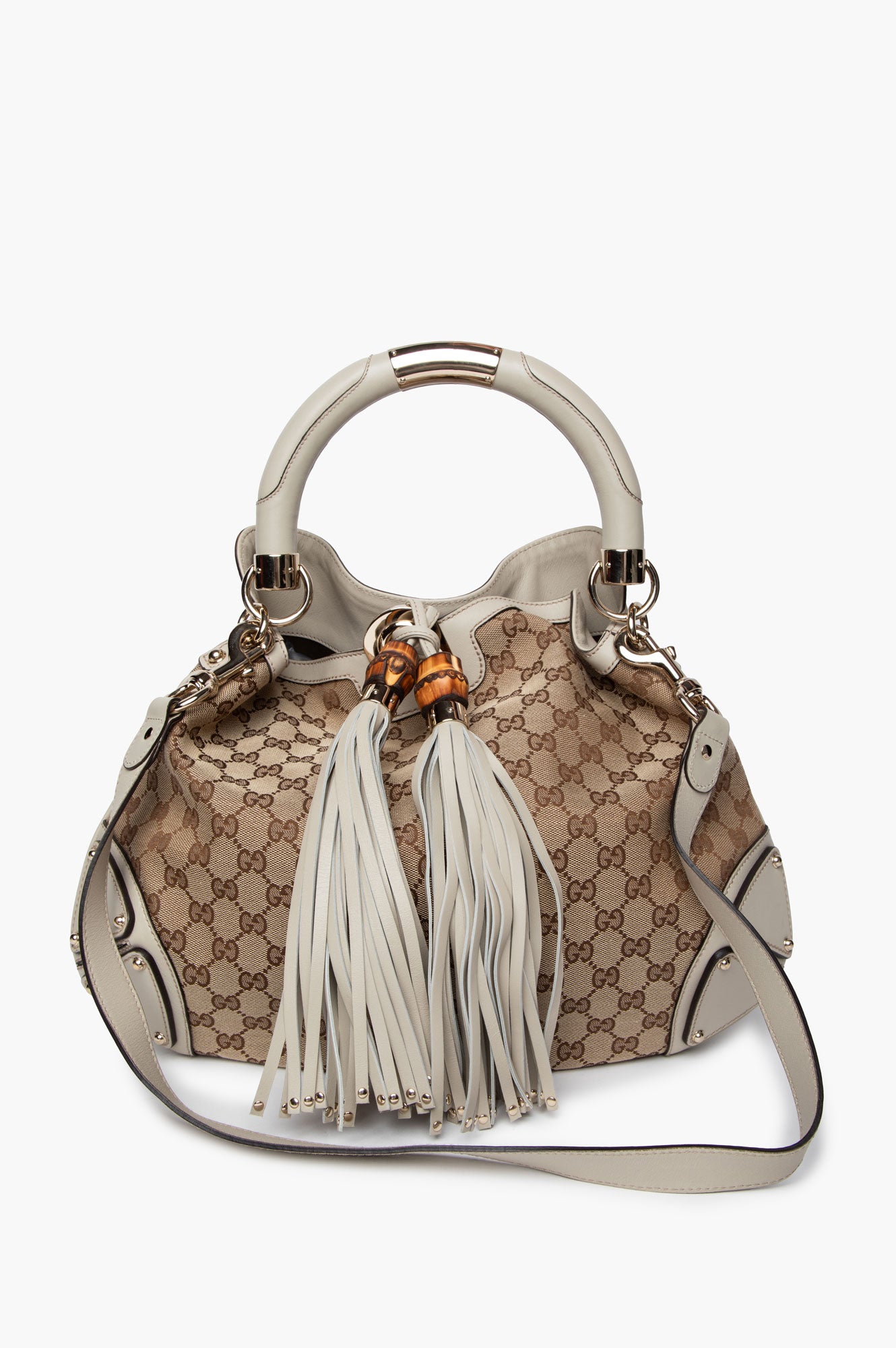 Gucci Beige GG Canvas Medium Babouska Indy Hobo Bag With Strap