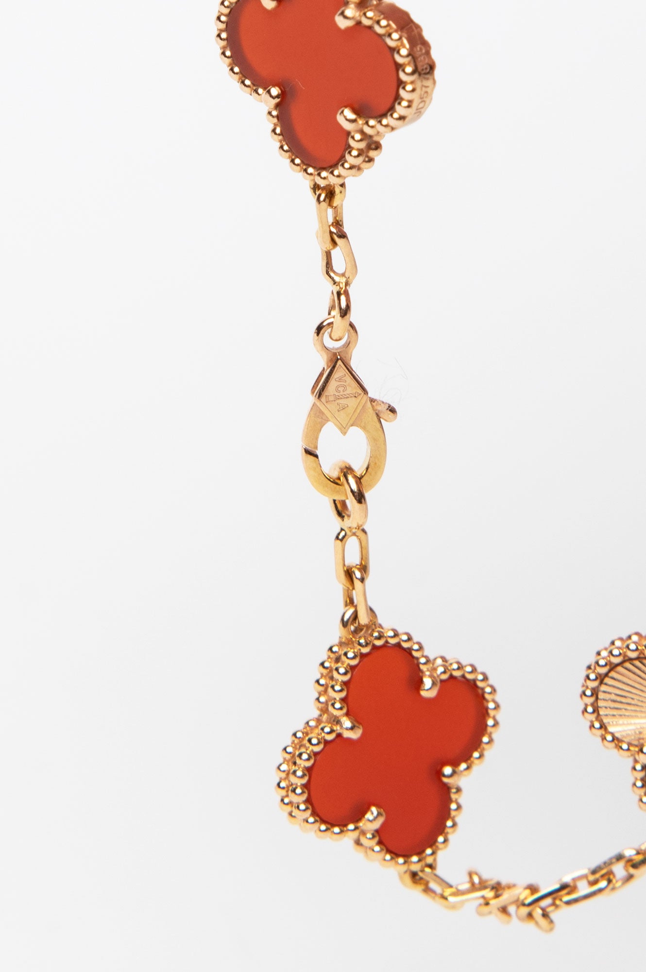 Van Cleef & Arpels 5 Motif Carnelian Gold Bracelet