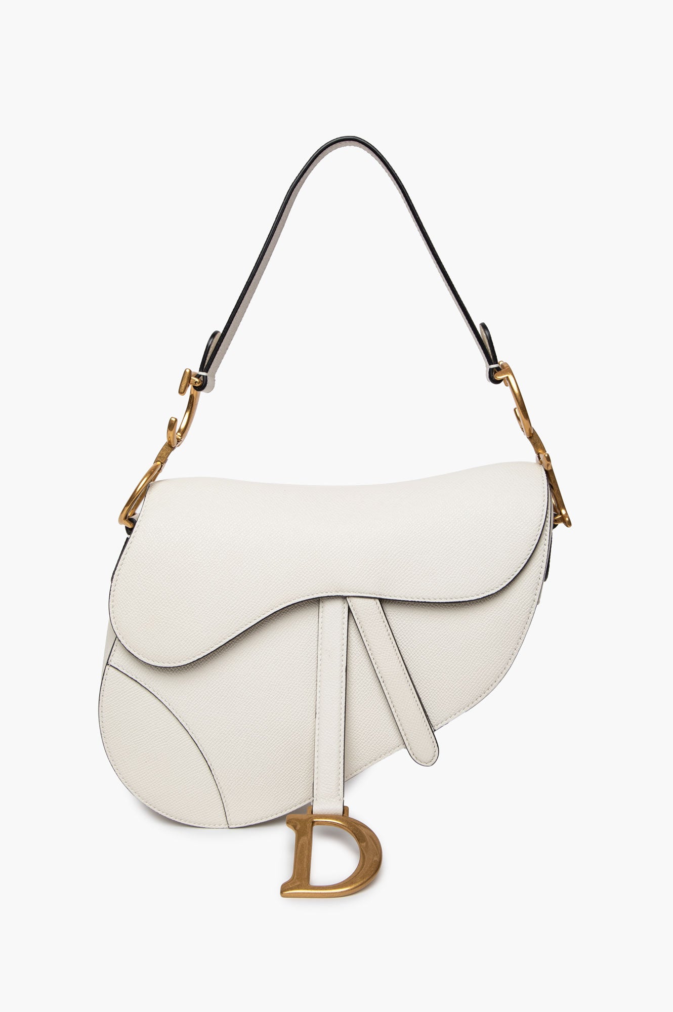 Christian Dior Latte Grained Calfskin Saddle Bag With Strap
