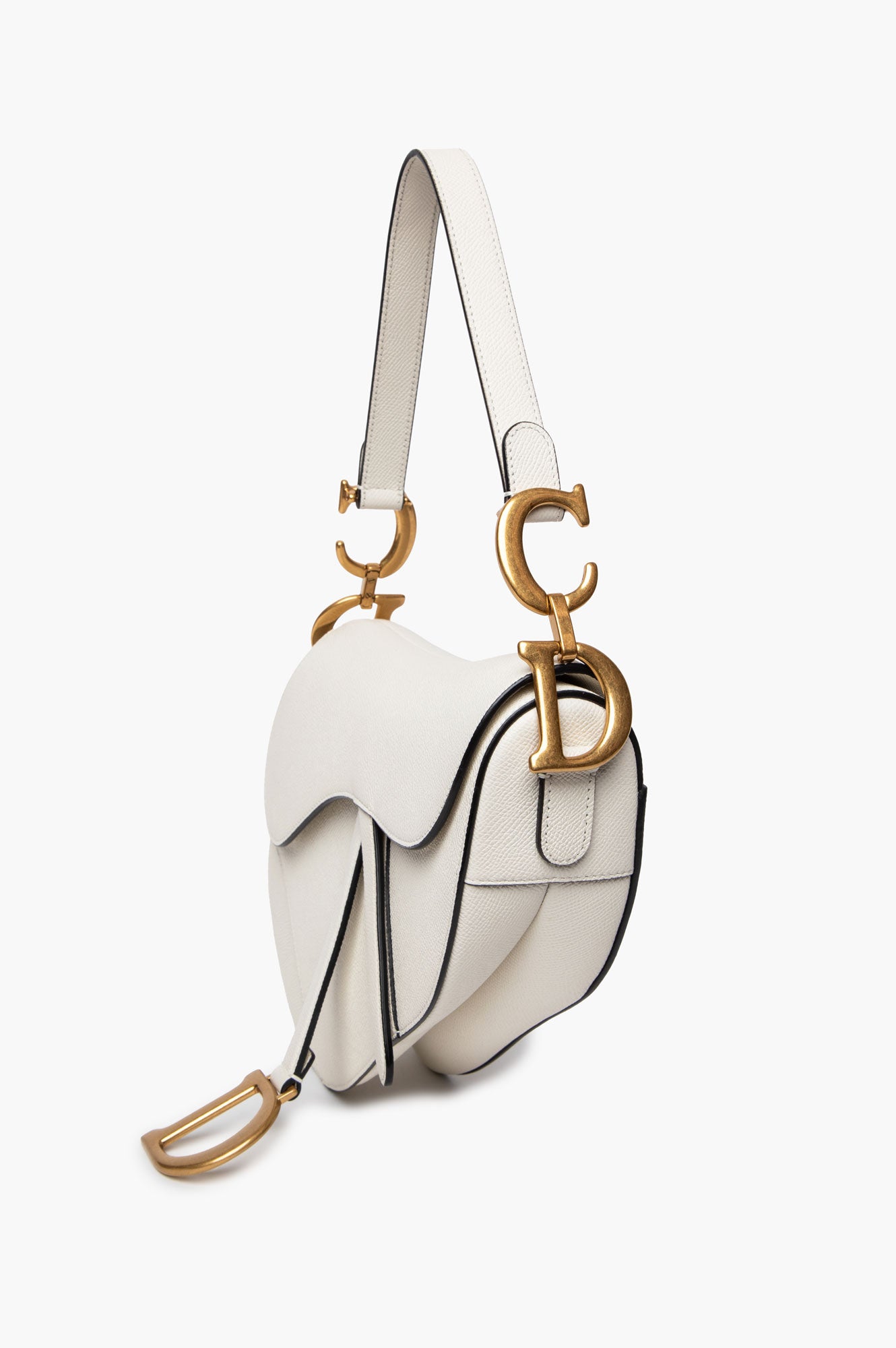 Christian Dior Latte Grained Calfskin Saddle Bag With Strap