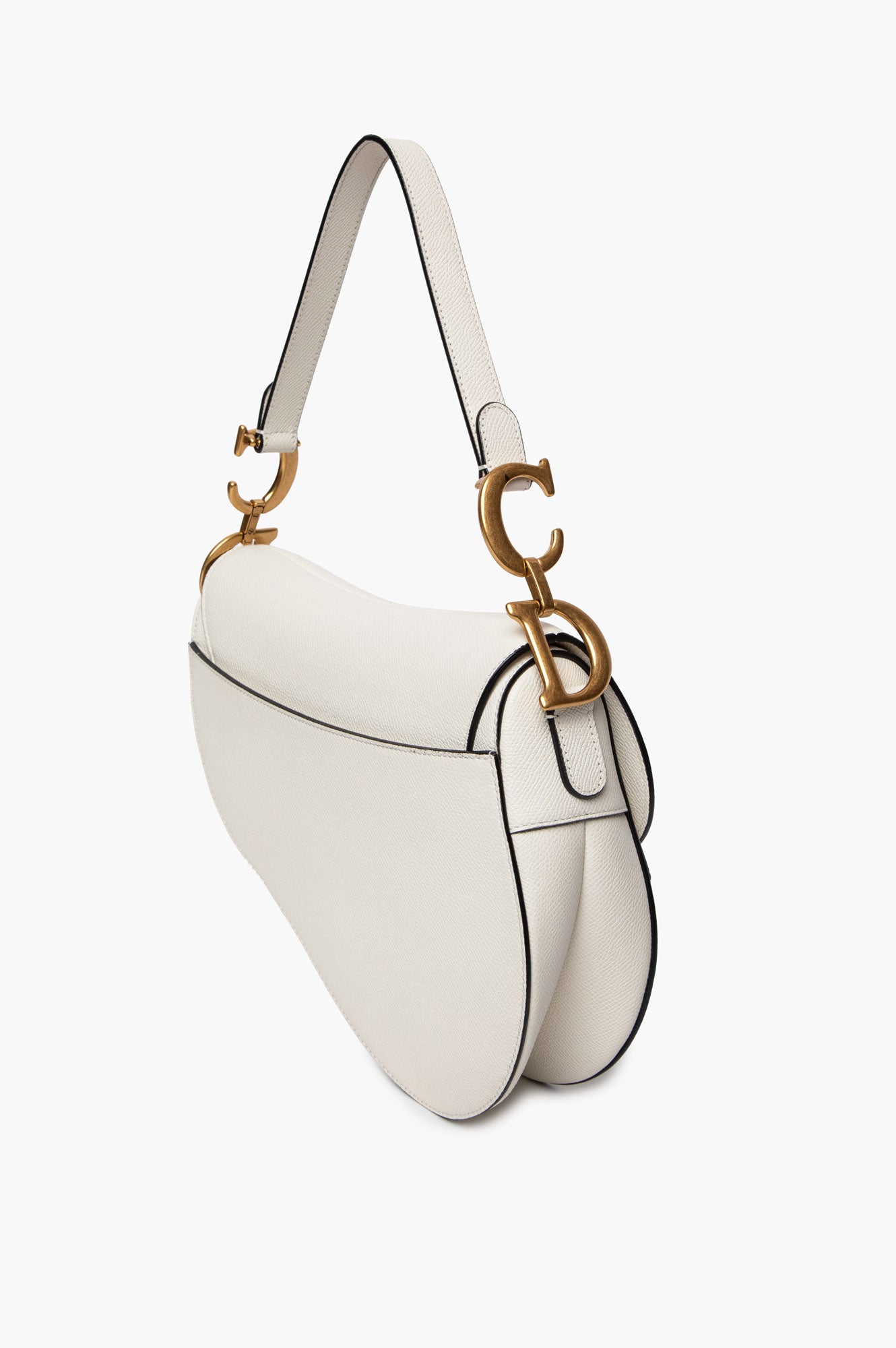 Christian Dior Latte Grained Calfskin Medium Saddle Bag With Strap
