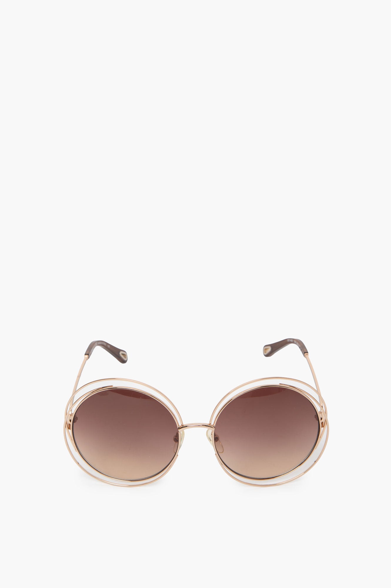 Chloe Gold Frame Round Sunglasses