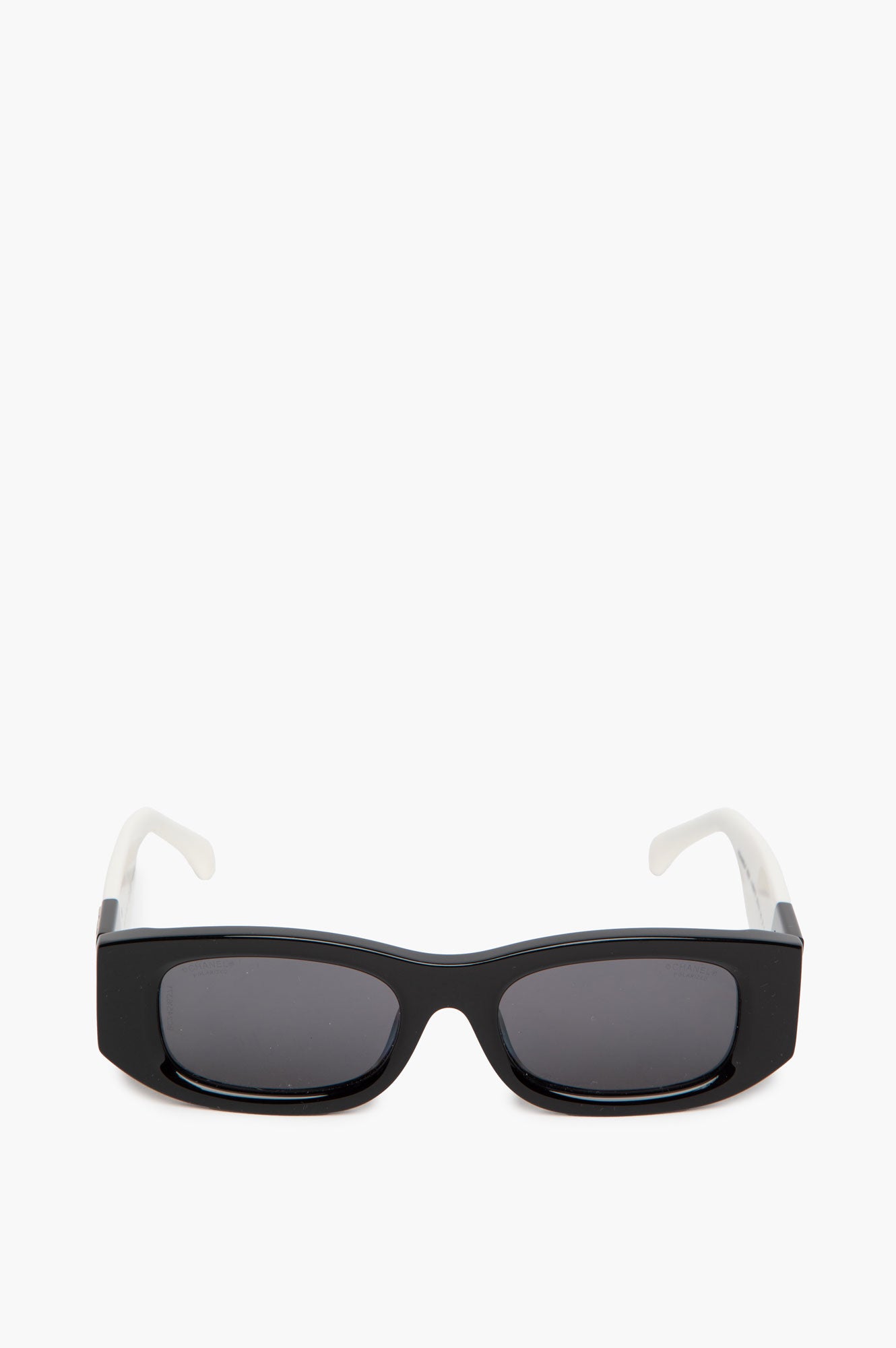 Chanel Black and White CC Logo Rectangle 5525 Sunglasses