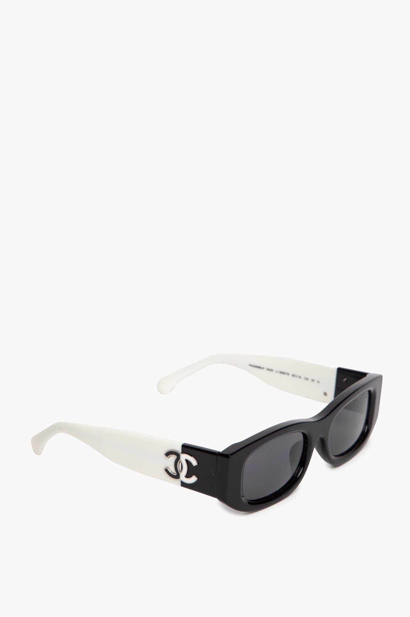 Chanel Black and White CC Logo Rectangle 5525 Sunglasses