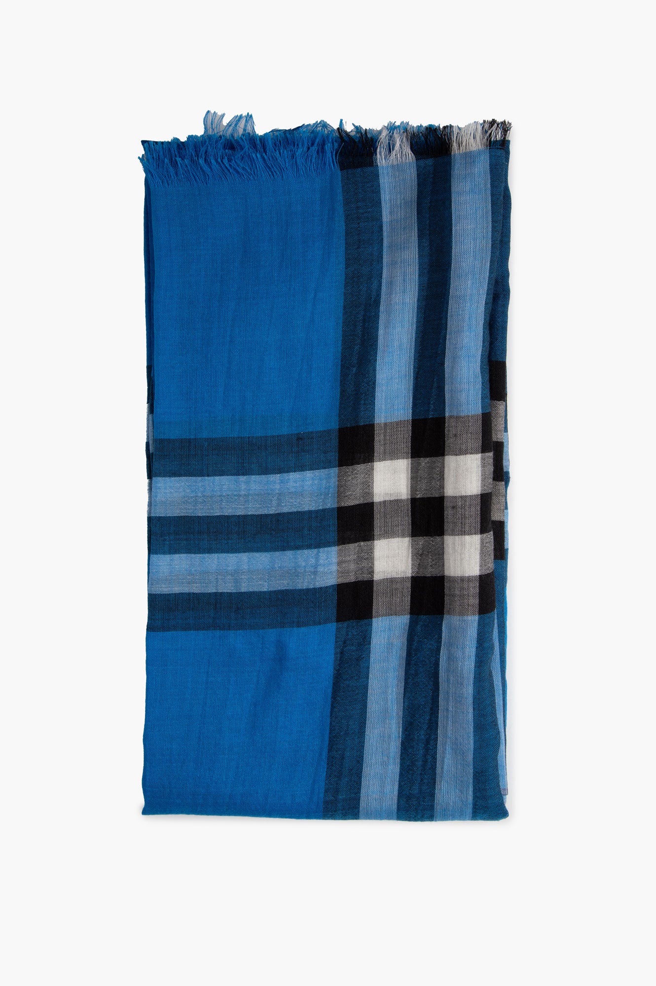 Burberry Cornflower Blue Wool/Silk Giant Check Gauze Scarf