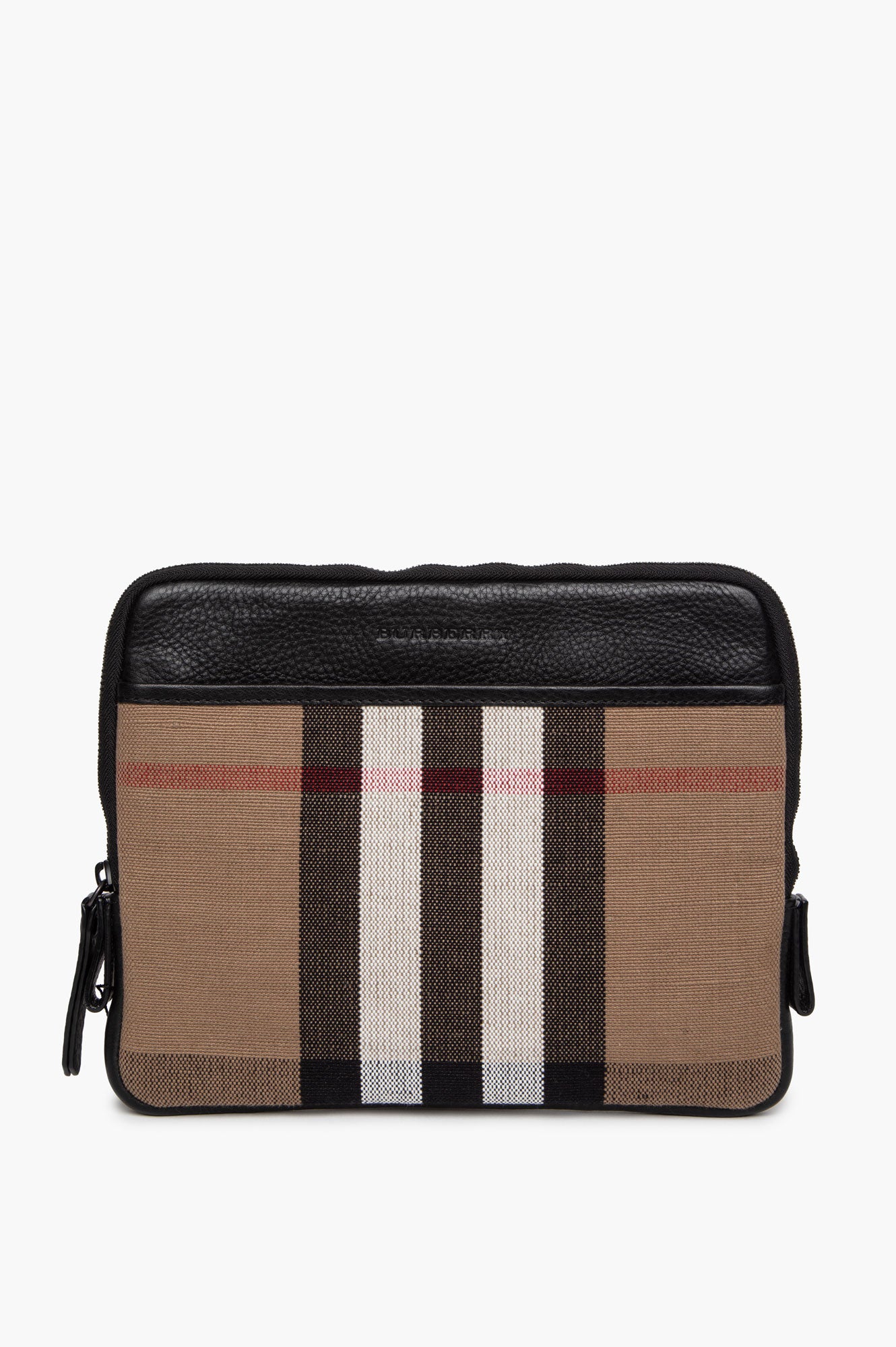 Burberry Tan/Black Canvas House Check iPad Pouch