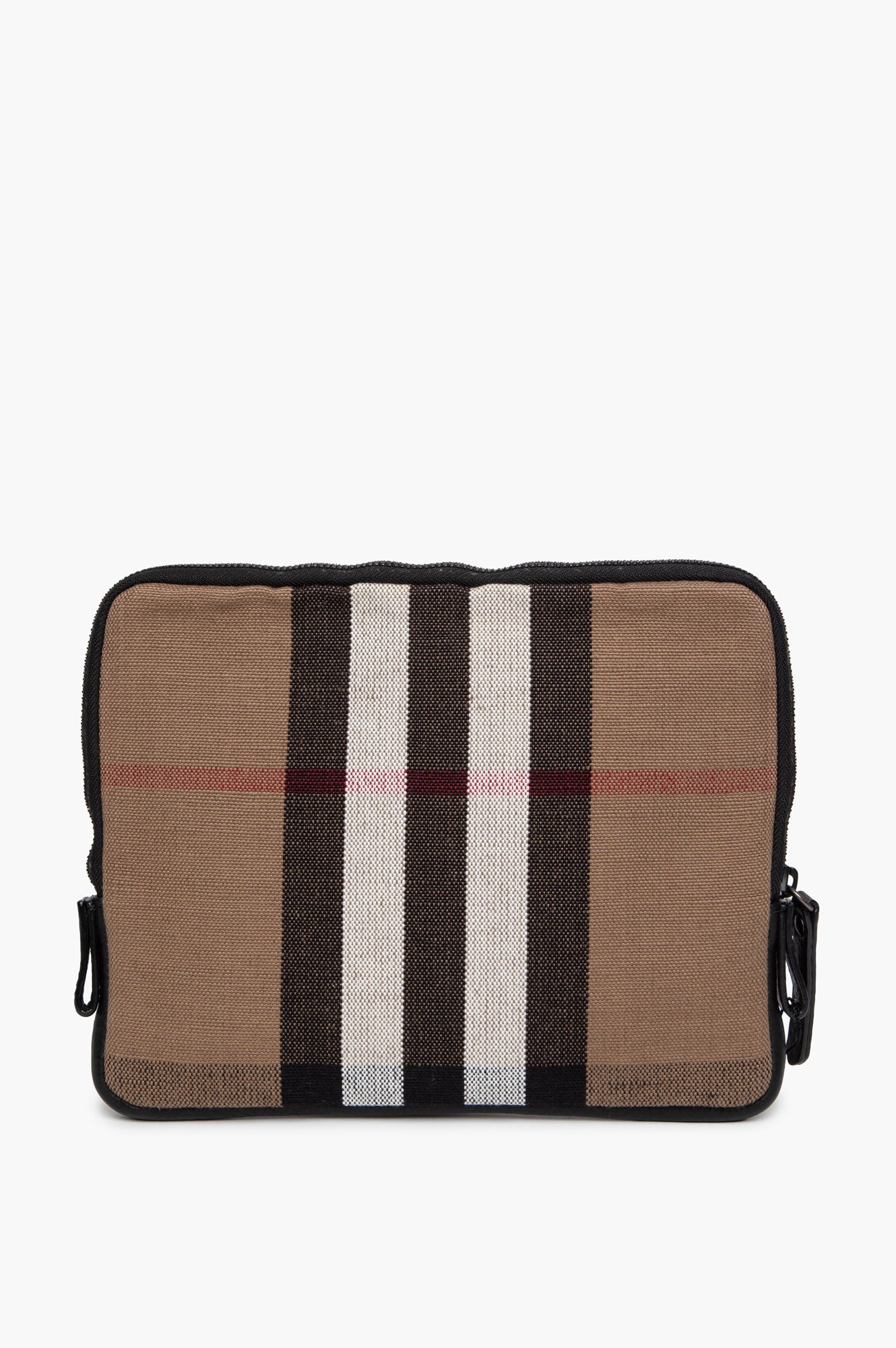 Burberry Tan/Black Canvas House Check iPad Pouch