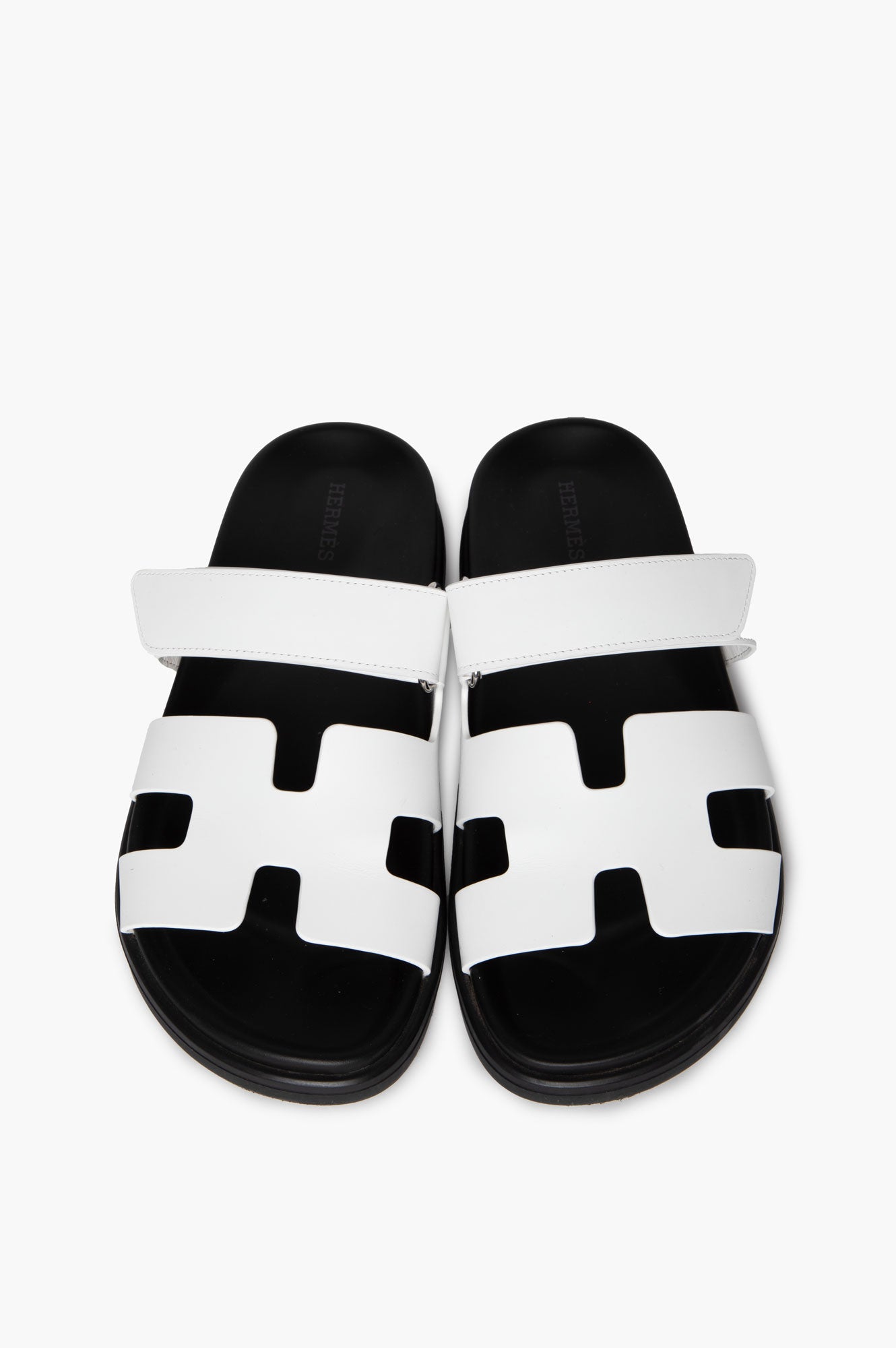 Hermes White Chypre Sandals 37