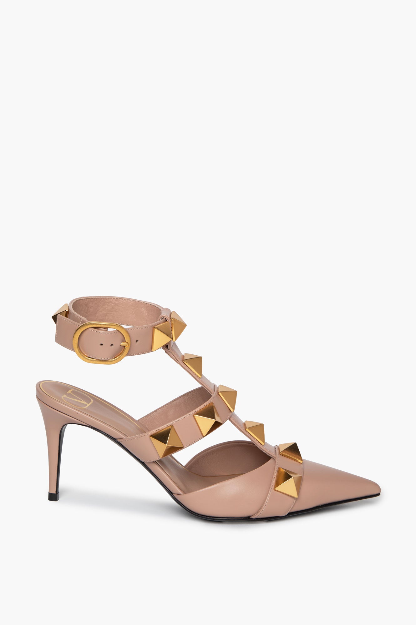 Valentino Garavani Stud T-Strap Nude Pumps 37