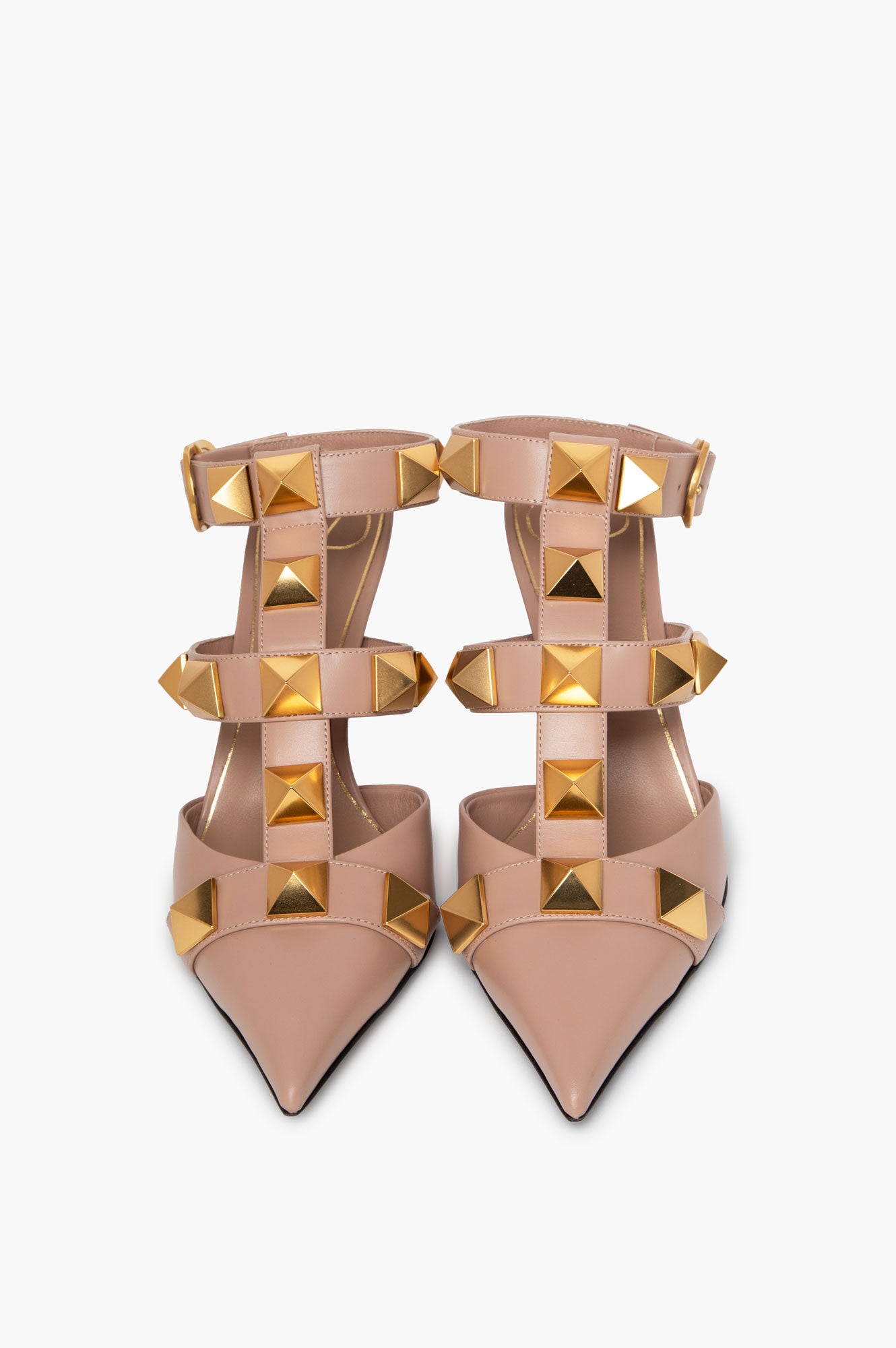 Valentino Garavani Stud T-Strap Nude Pumps 37