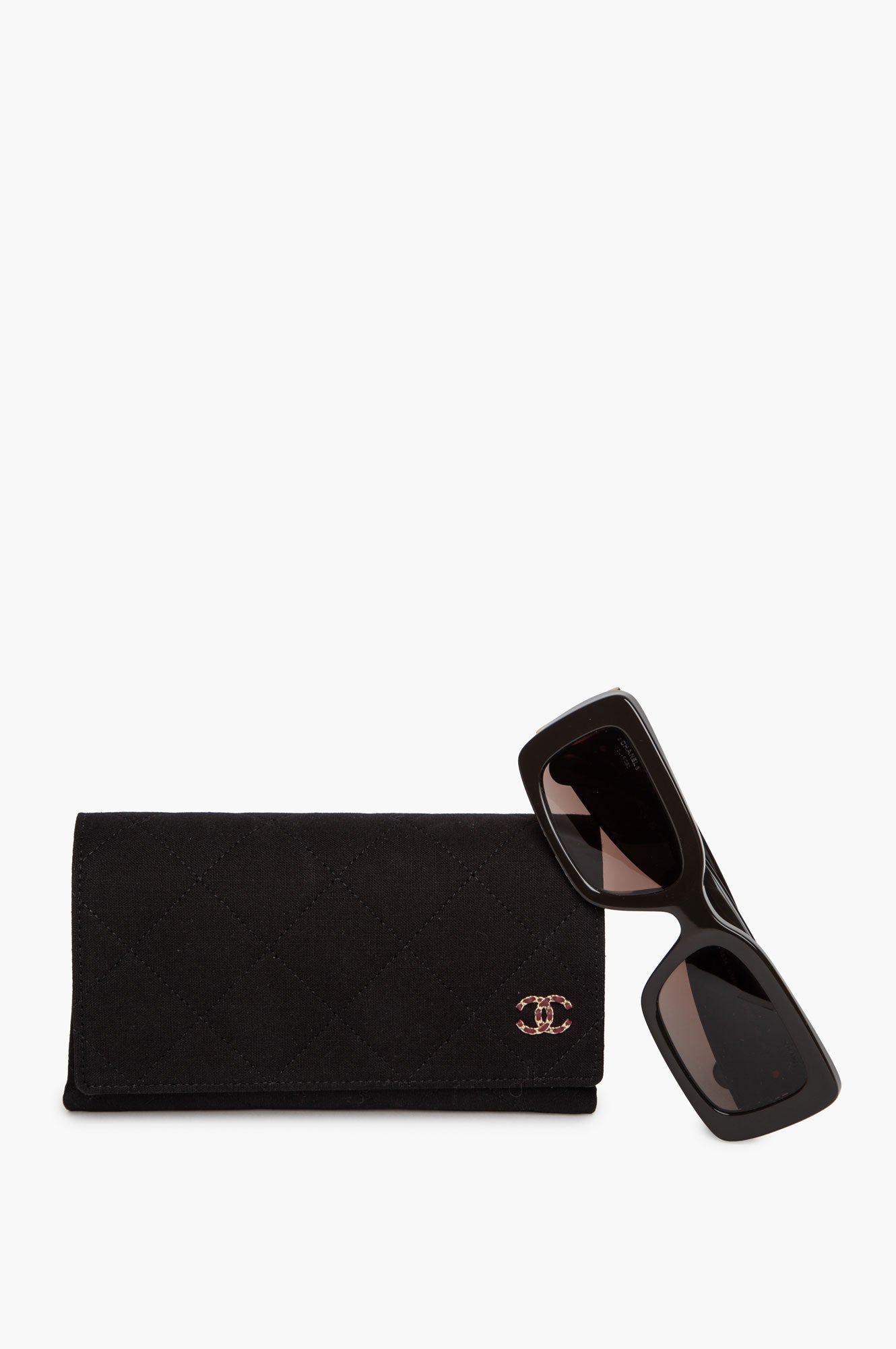 Chanel Brown & Gold 5534 Rectangle Sunglasses