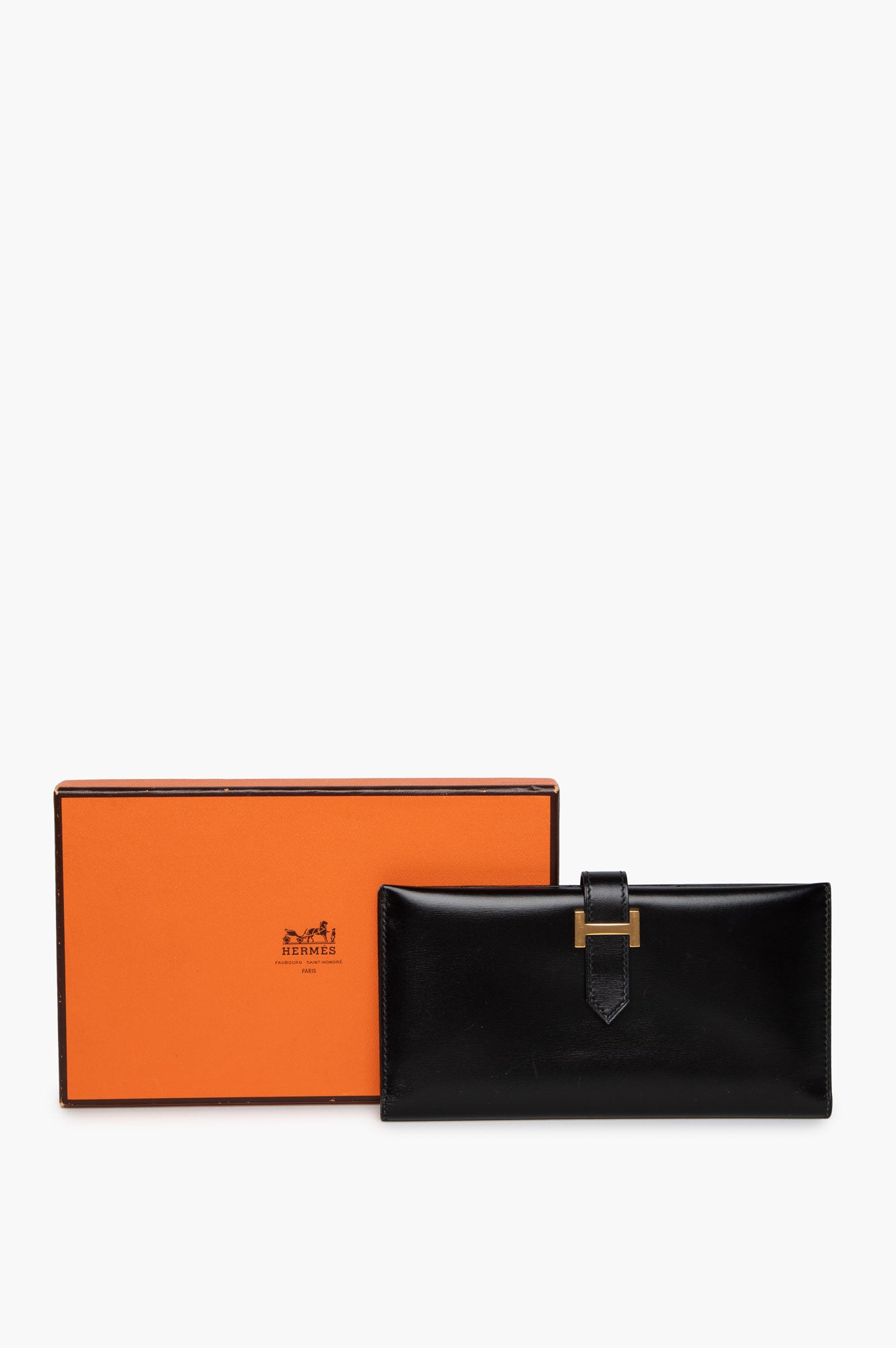 Hermes Black Box Calf Leather Wallet