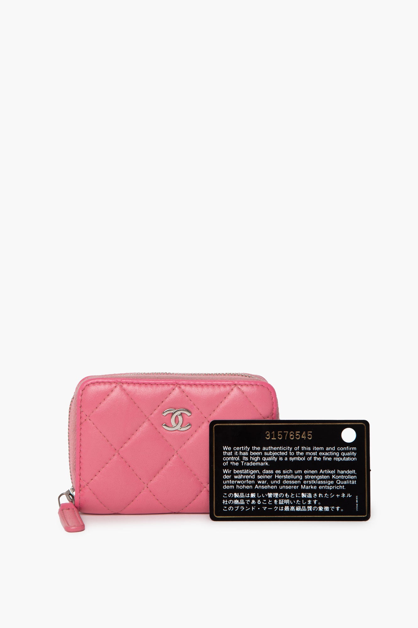 Chanel 2021 Pink Lambskin Zipped Wallet