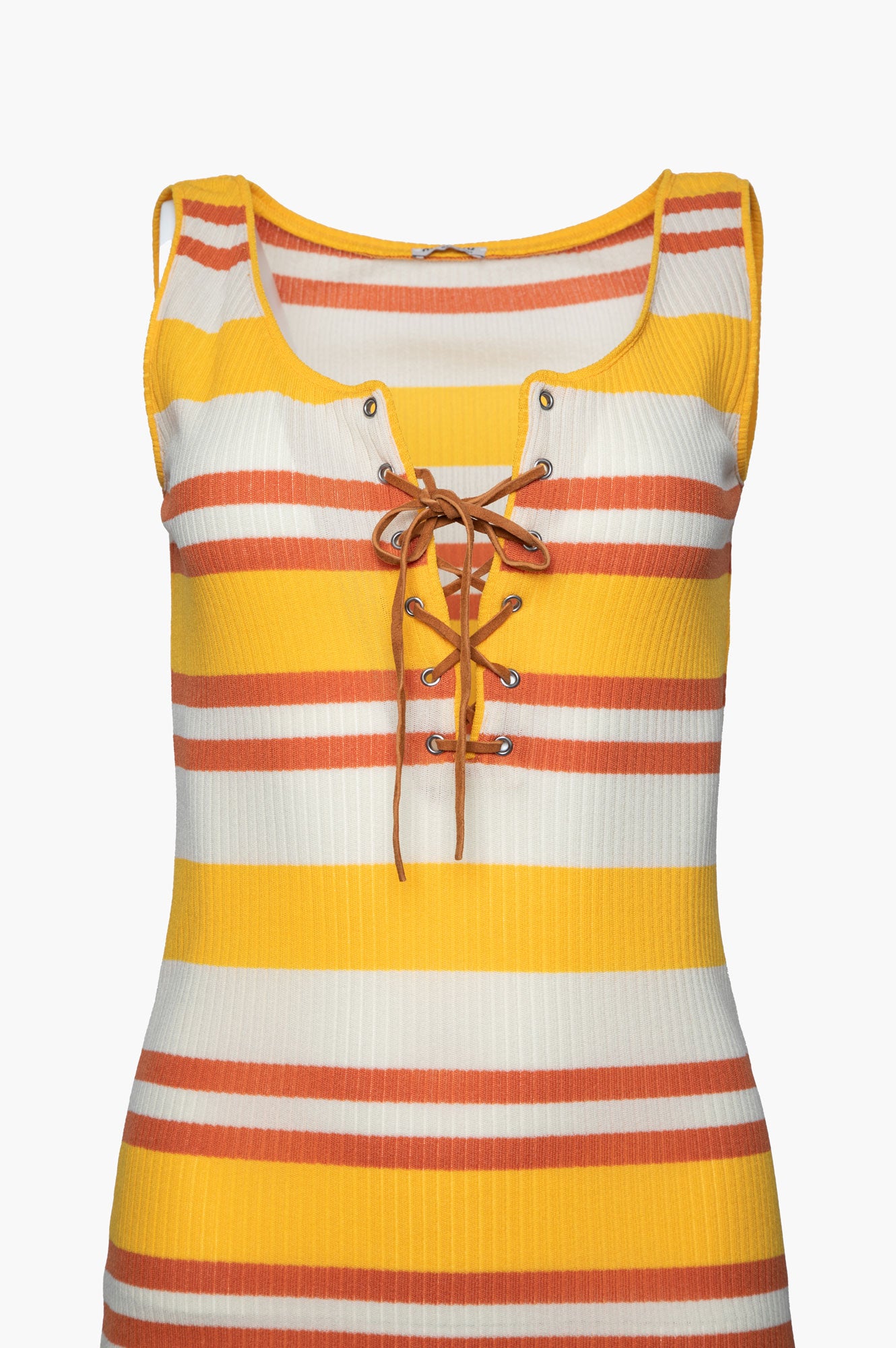 Miu Miu Yellow Striped Rib Knit Maxi Dress Size S