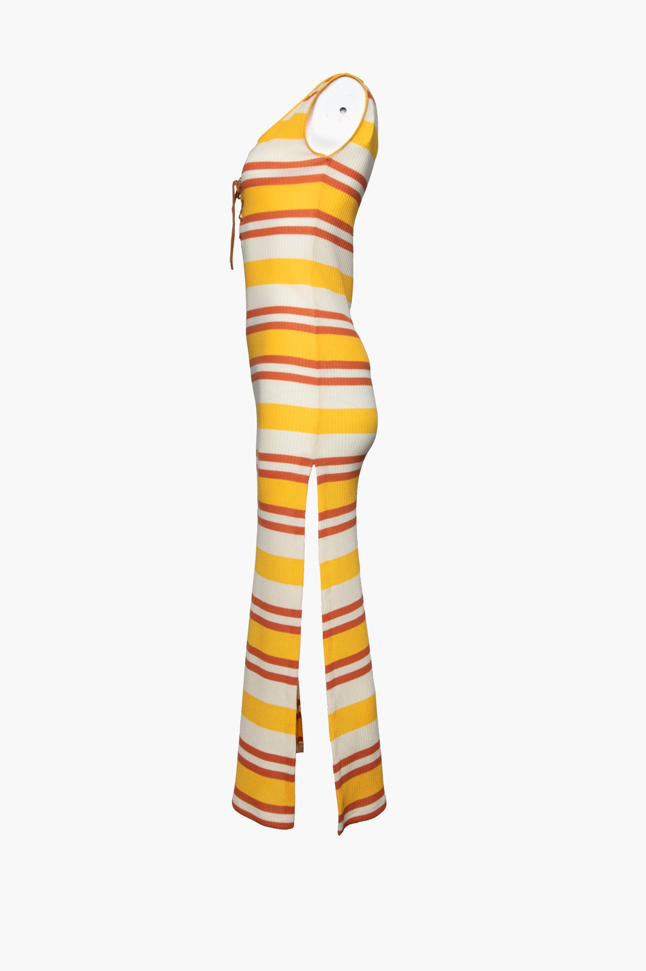 Miu Miu Yellow Striped Rib Knit Maxi Dress Size S