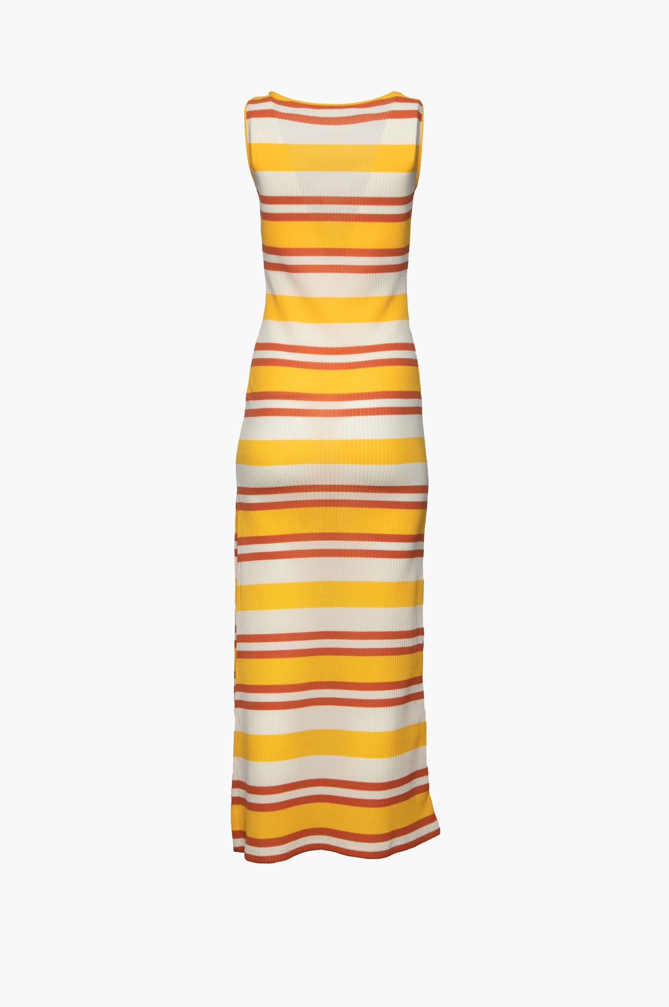 Miu Miu Yellow Striped Rib Knit Maxi Dress Size S